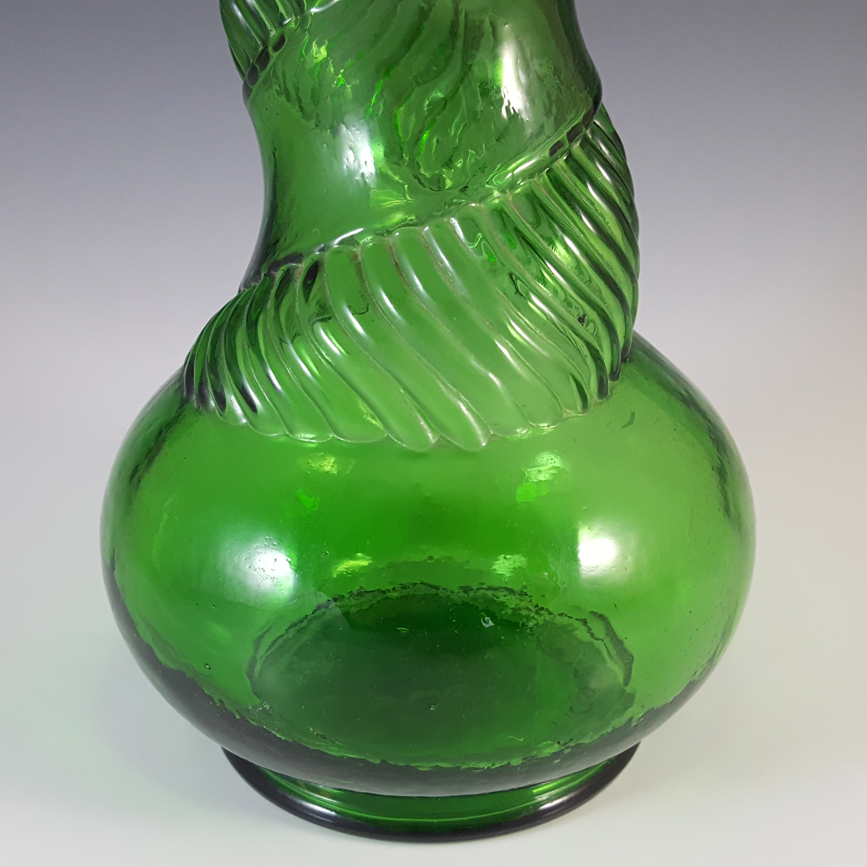 HUGE Empoli Italian Green Glass Snake Skin 'Genie' Bottle - Click Image to Close