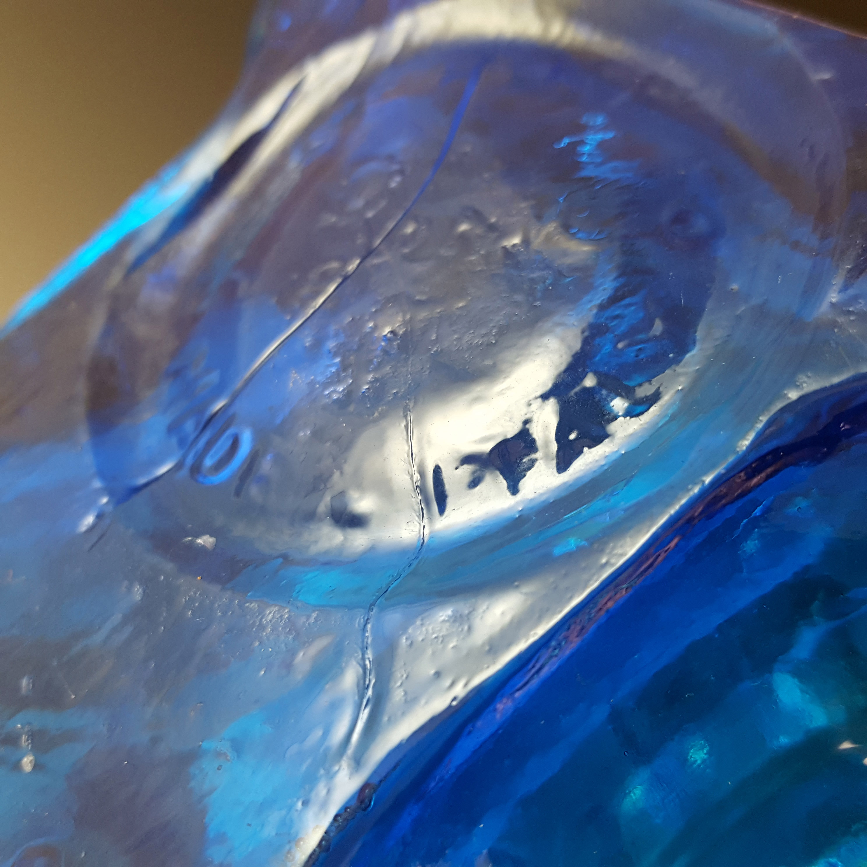 Empoli Italian Blue Glass Comical Car Decorative Bottle - Click Image to Close