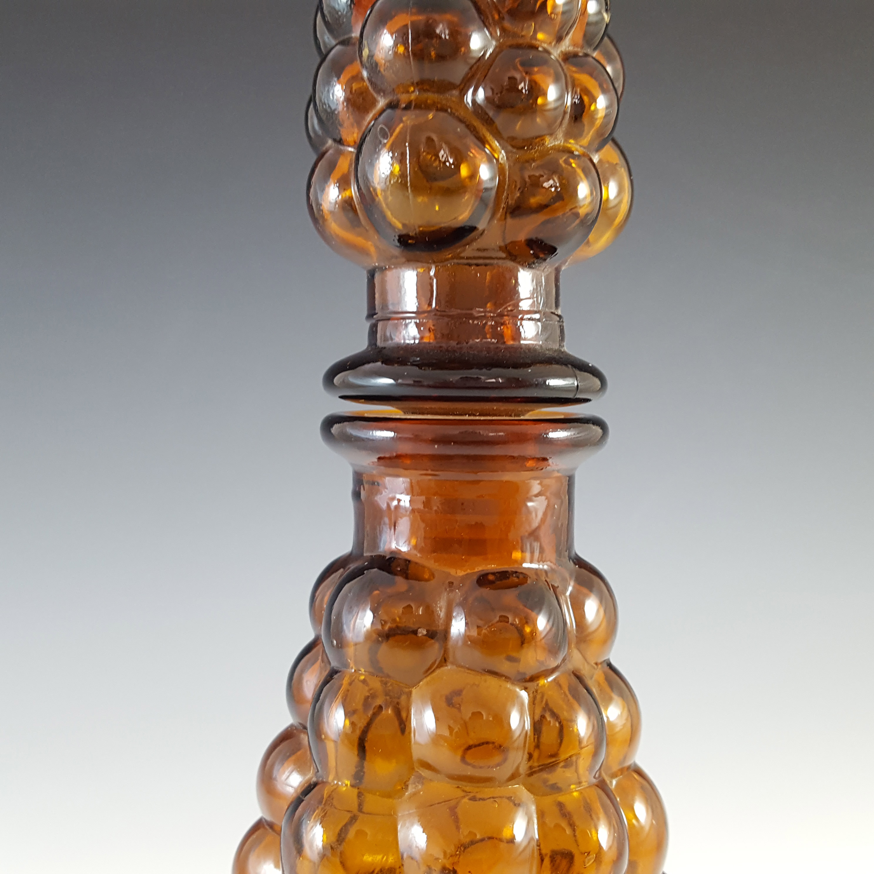 (image for) Empoli Italian Brown Glass Vintage Decorative 'Genie' Bottle - Click Image to Close