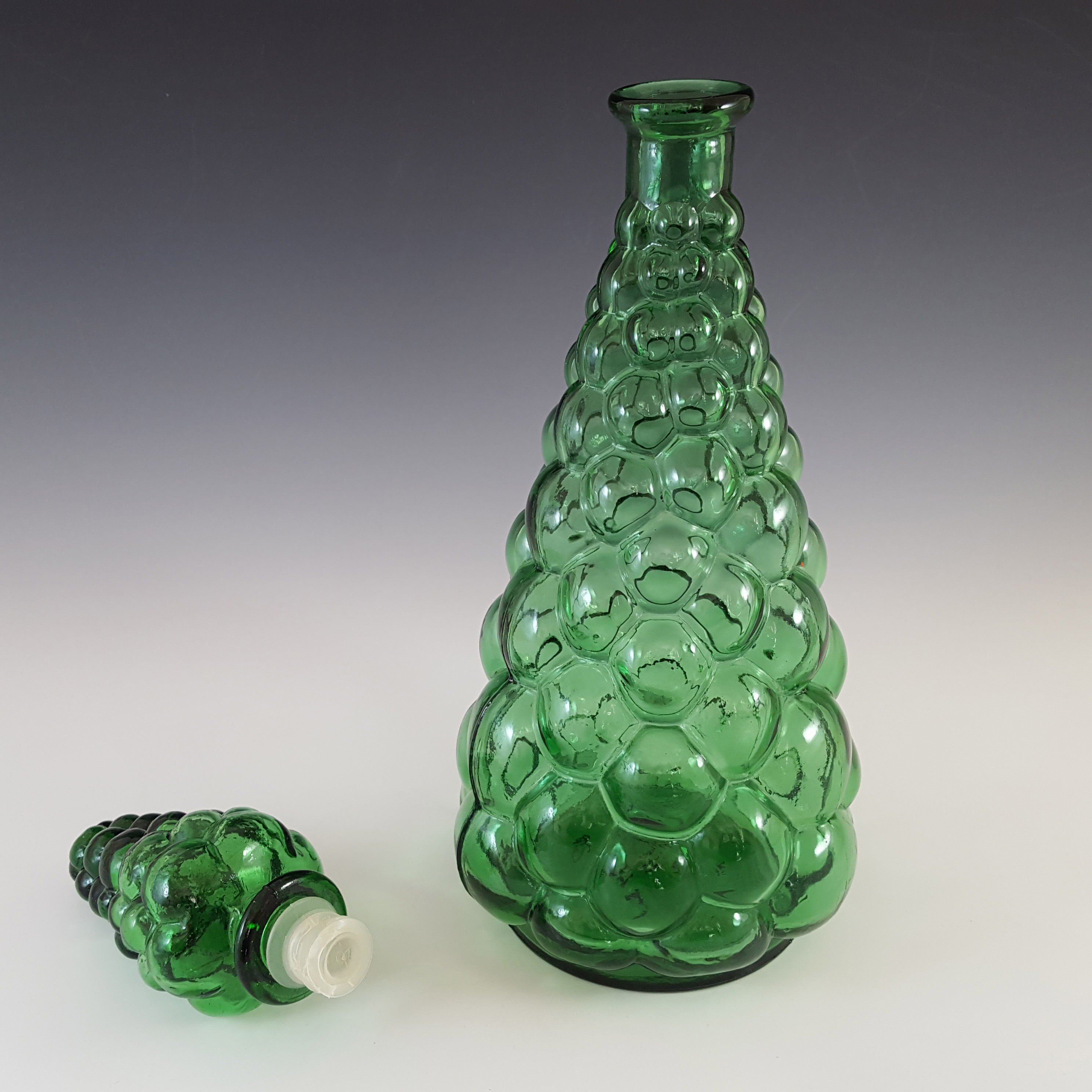 (image for) LARGE Empoli Italian Green Glass Decorative 'Genie' Bottle - Click Image to Close