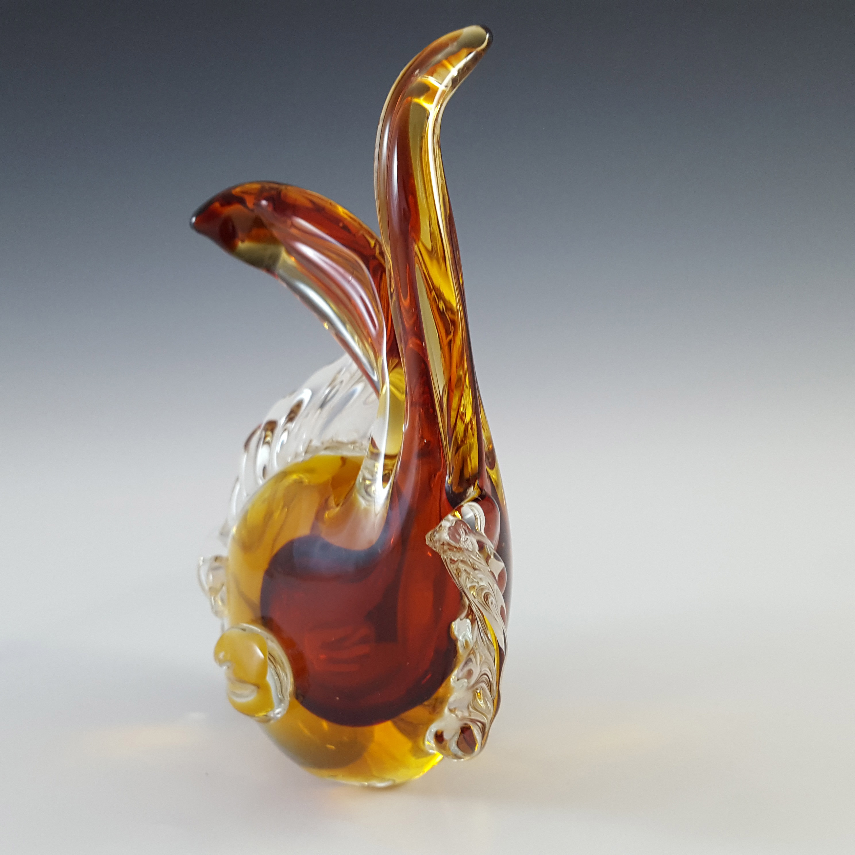 Artistica Murano CCC Vintage Brown & Amber Sommerso Glass Fish Sculpture - Click Image to Close