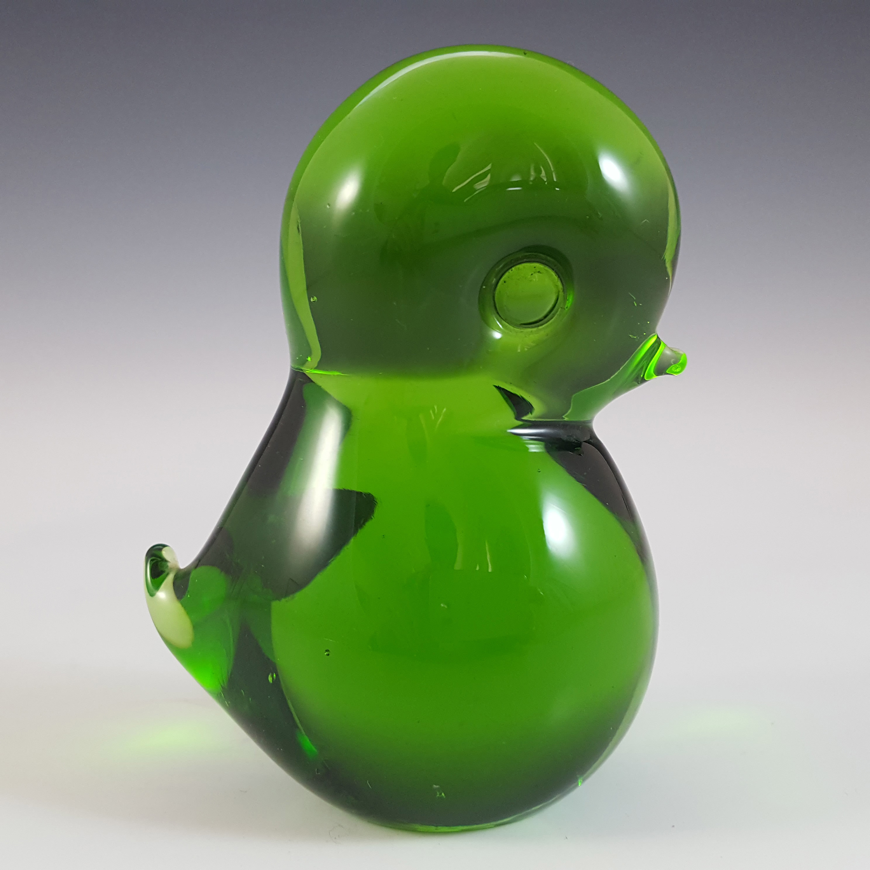 (image for) FM Konstglas/Ronneby Swedish Green Glass Bird - Labelled - Click Image to Close