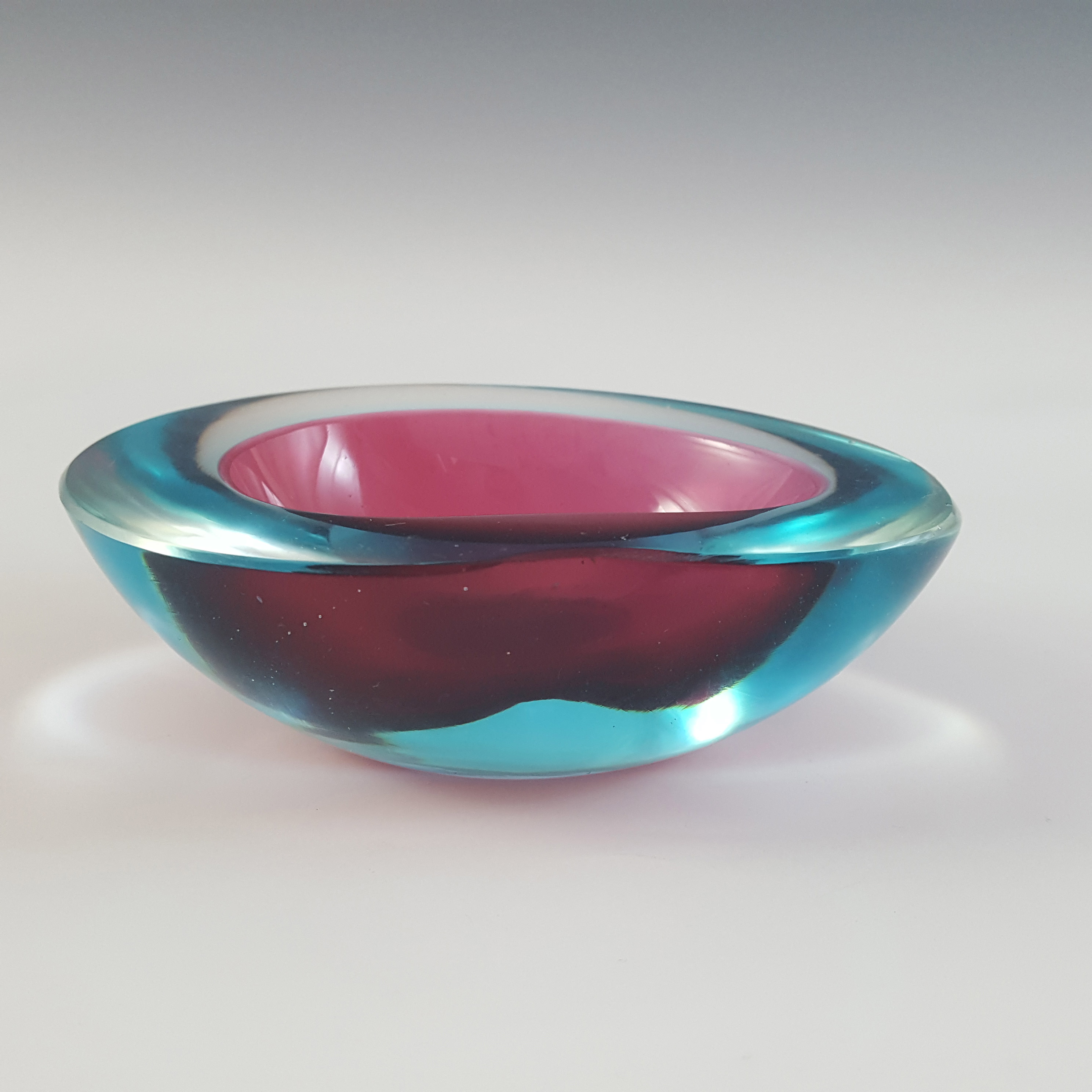 Murano Pink & Blue Sommerso Glass Vintage Geode Bowl - Click Image to Close