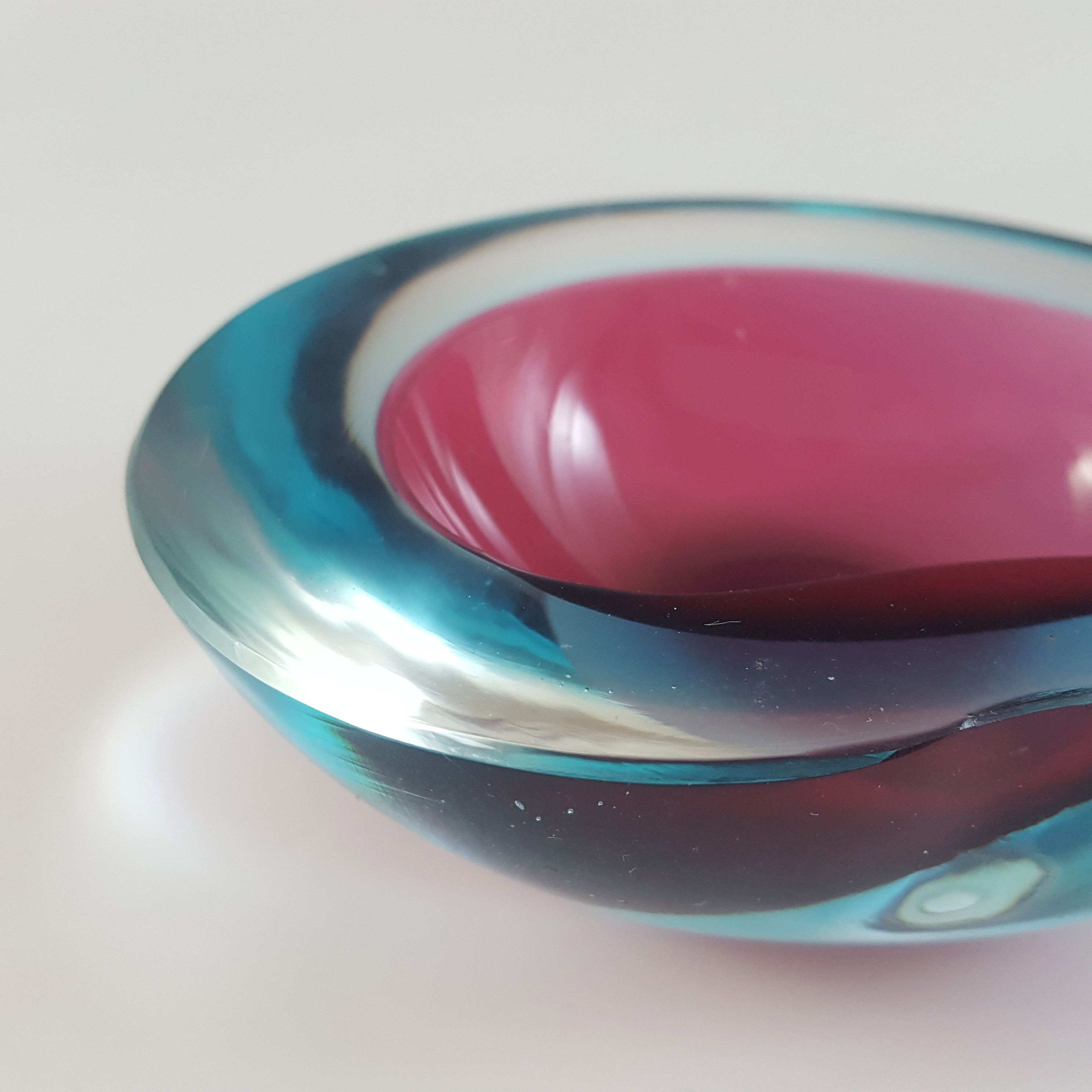 Murano Pink & Blue Sommerso Glass Vintage Geode Bowl - Click Image to Close
