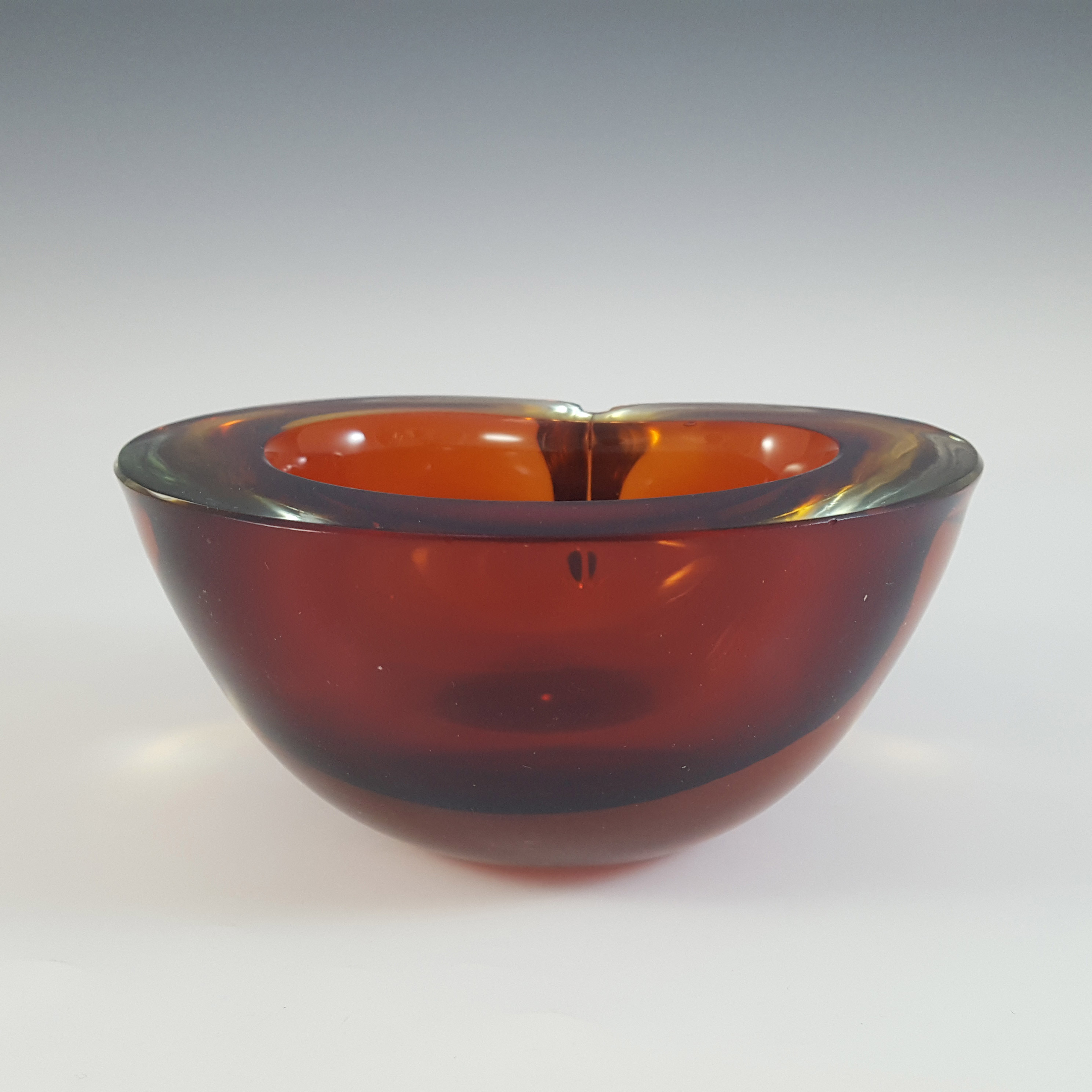 Murano Brown & Amber Sommerso Glass Retro Geode Bowl - Click Image to Close