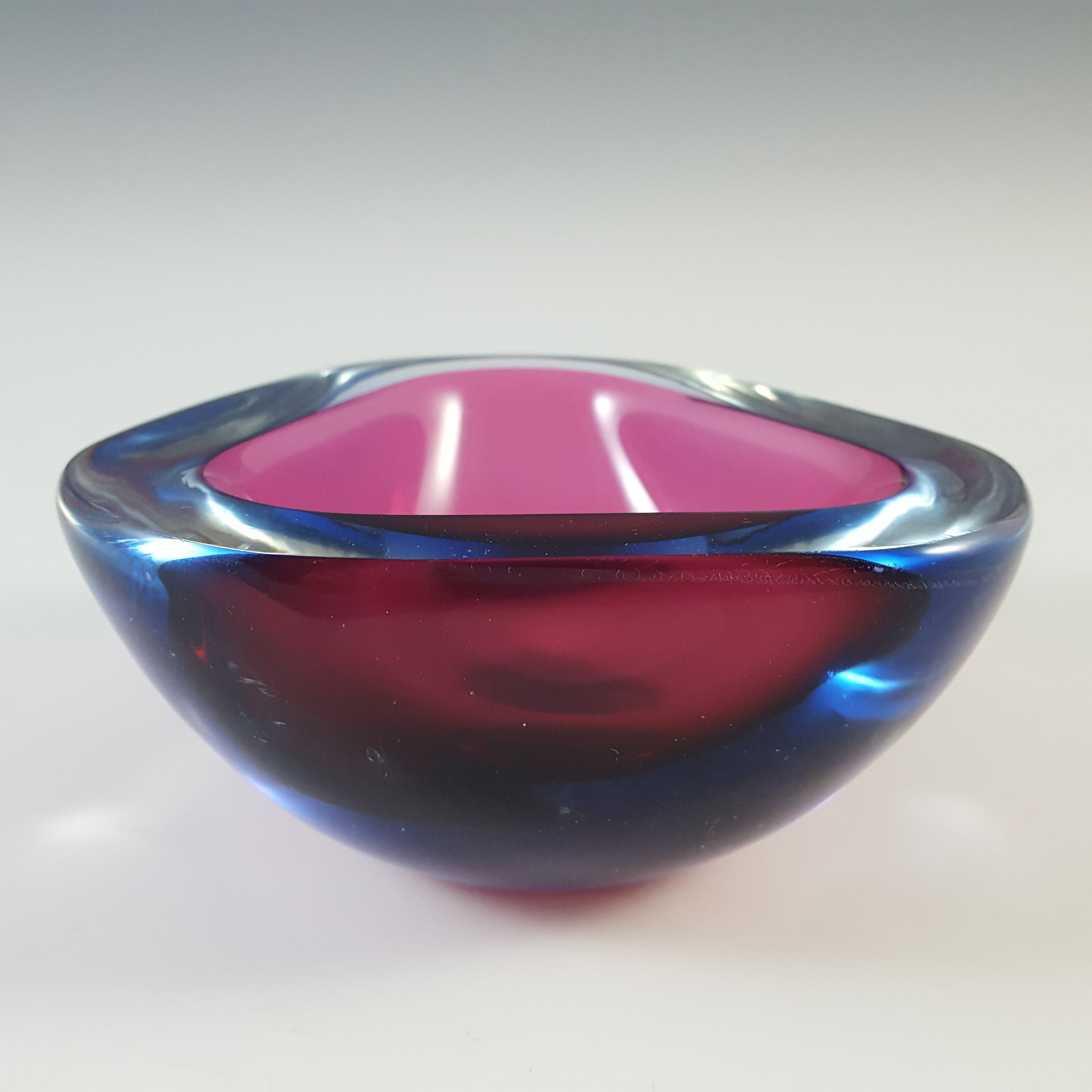 Murano Pink & Blue Sommerso Glass Retro Geode Bowl - Click Image to Close