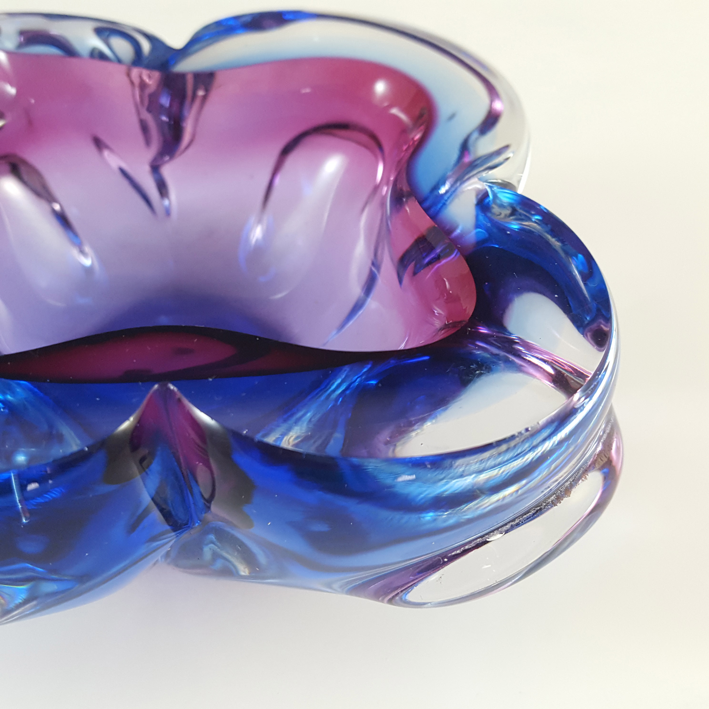 (image for) Murano Purple & Blue Sommerso Glass Vintage Geode Bowl - Click Image to Close