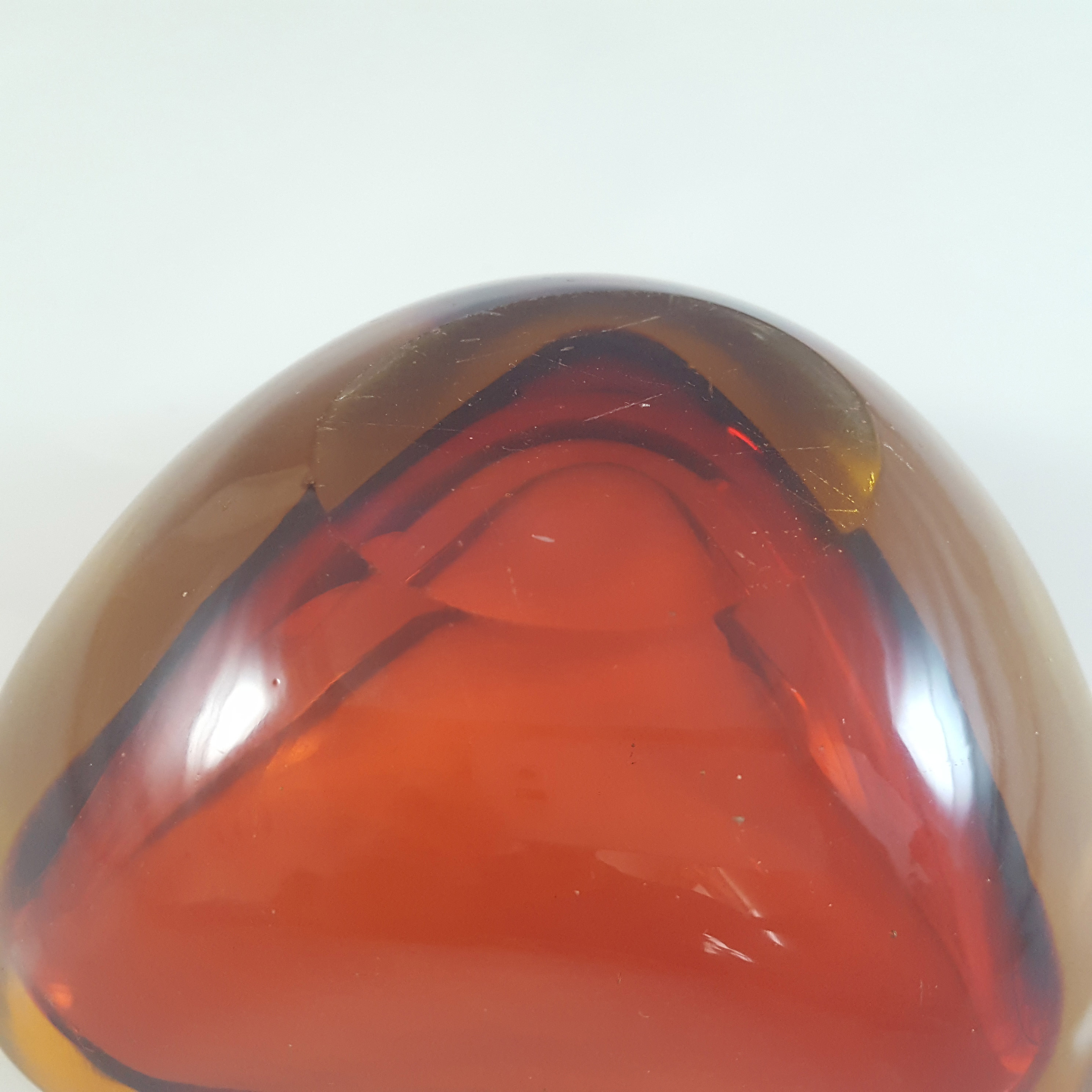 (image for) Murano Brown & Amber Sommerso Glass Vintage Geode Bowl - Click Image to Close