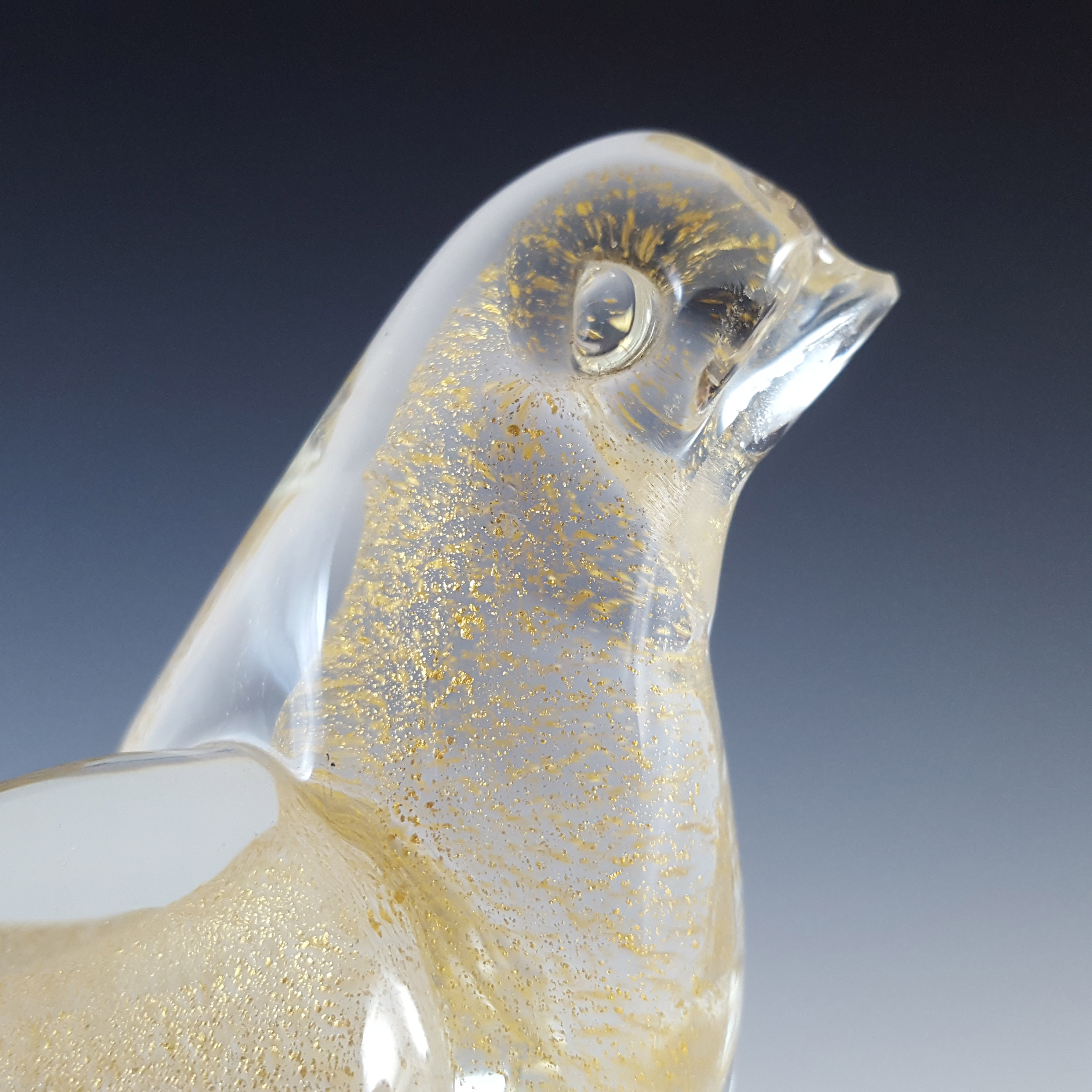 (image for) Murano Italian Vintage Gold Leaf Glass Bird Sculpture - Click Image to Close