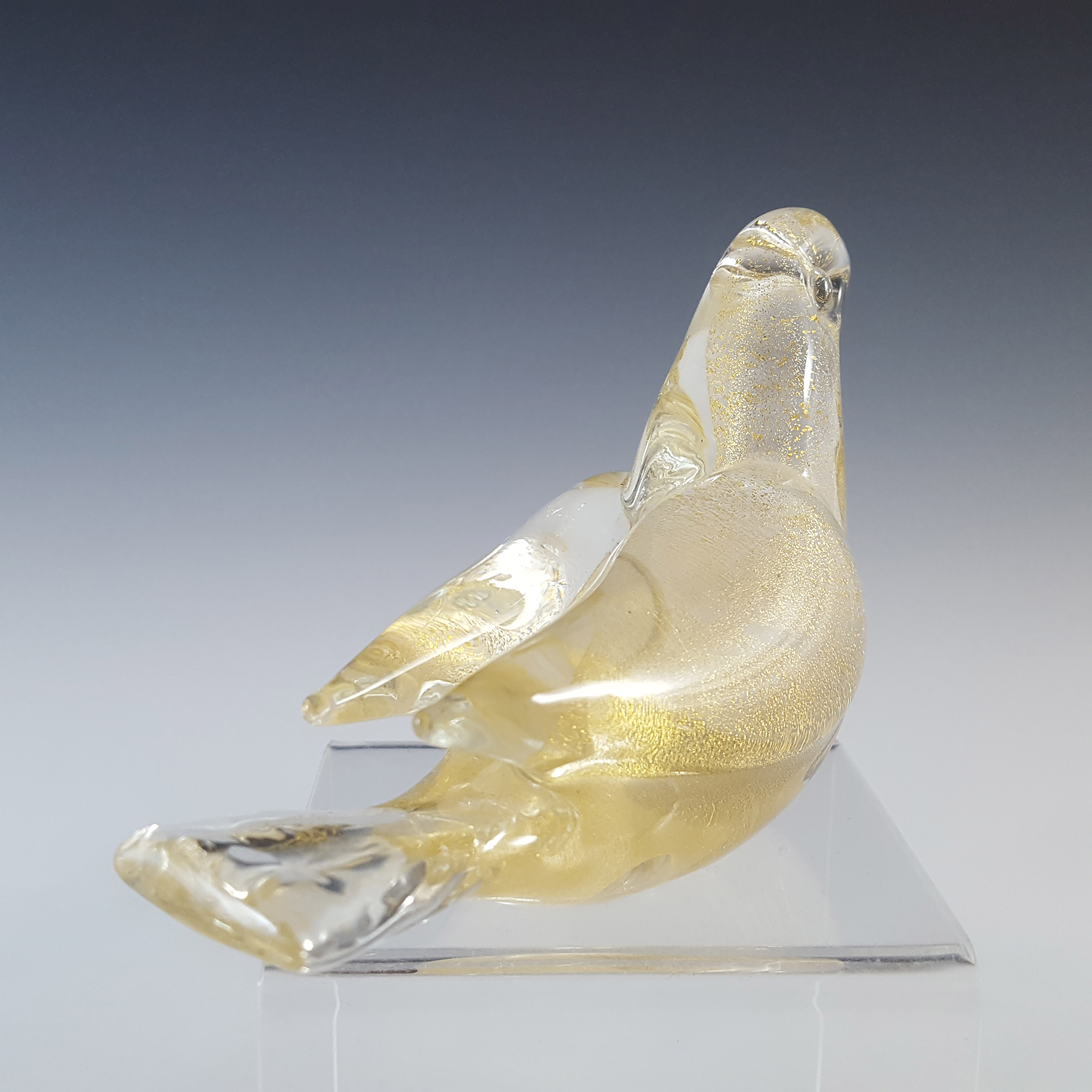 (image for) Murano Italian Vintage Gold Leaf Glass Bird Sculpture - Click Image to Close
