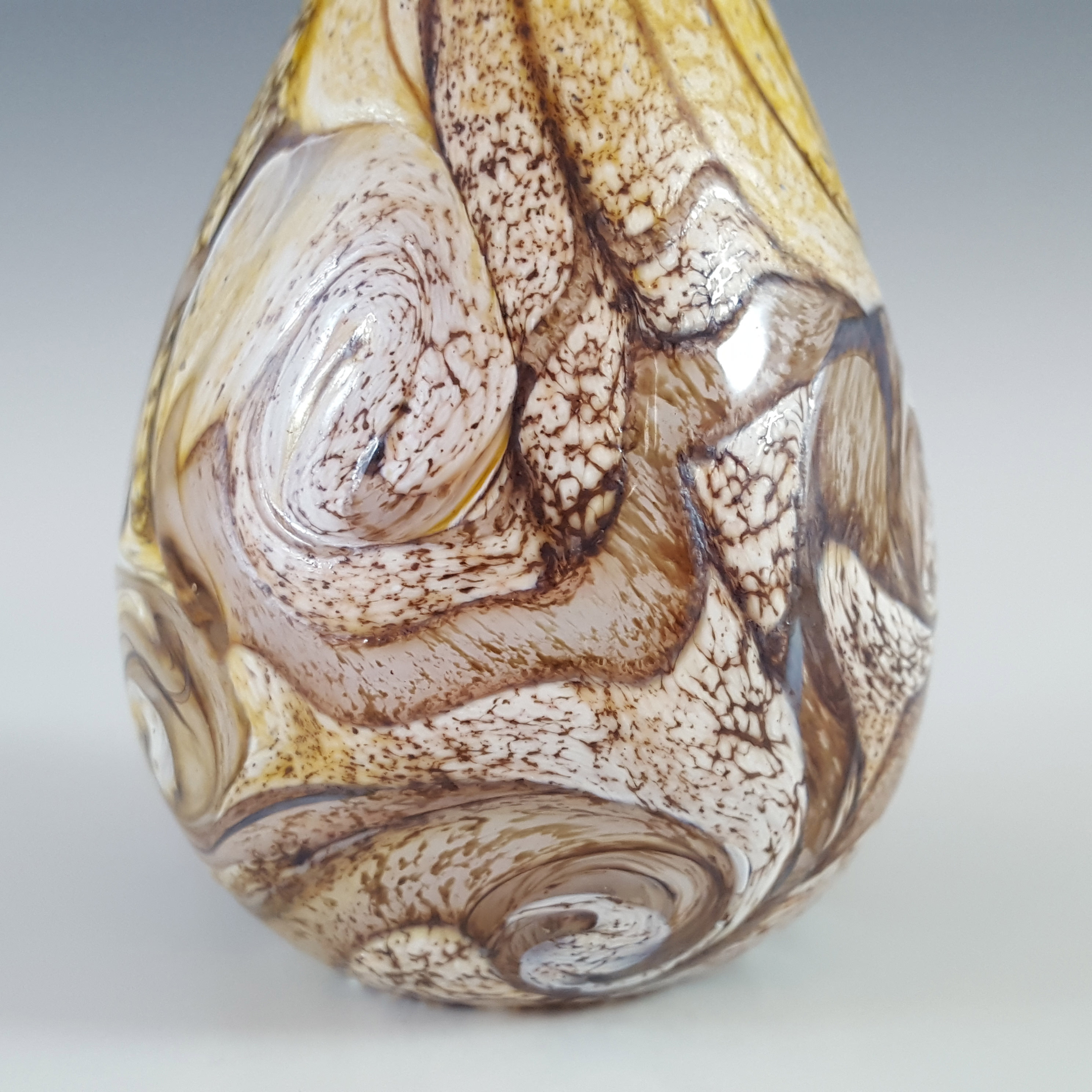 (image for) SIGNED Gozo Sandy Brown & White Glass 'Stone' Perfume Bottle / Vase - Click Image to Close