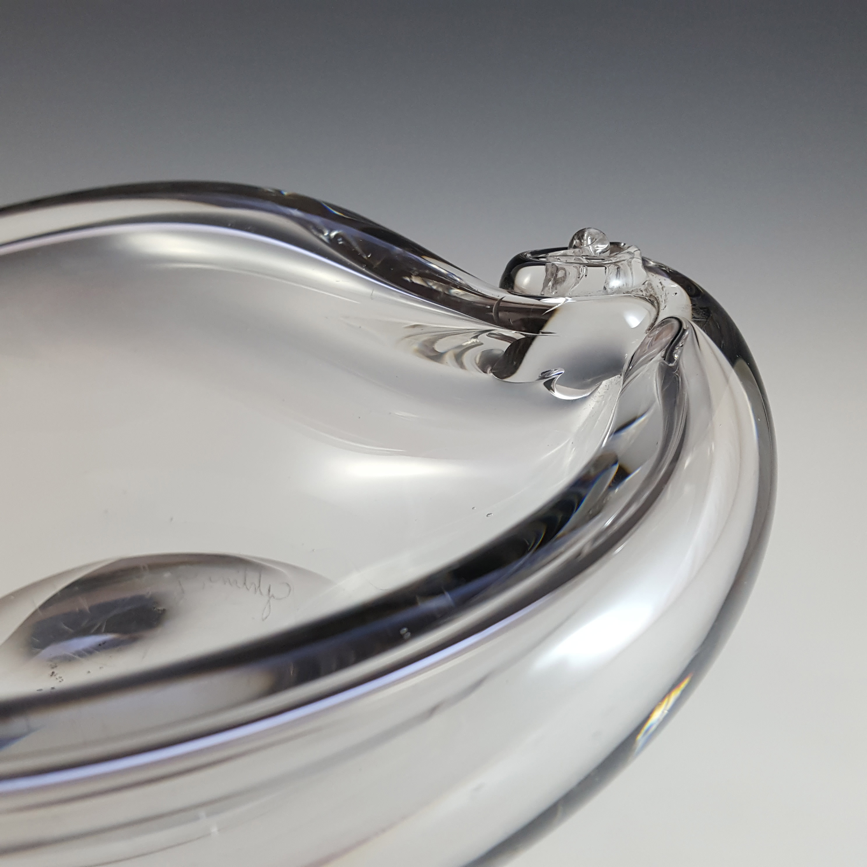 (image for) Gullaskruf Swedish Smoky Glass Bowl by Hugo Gehlin - Signed - Click Image to Close