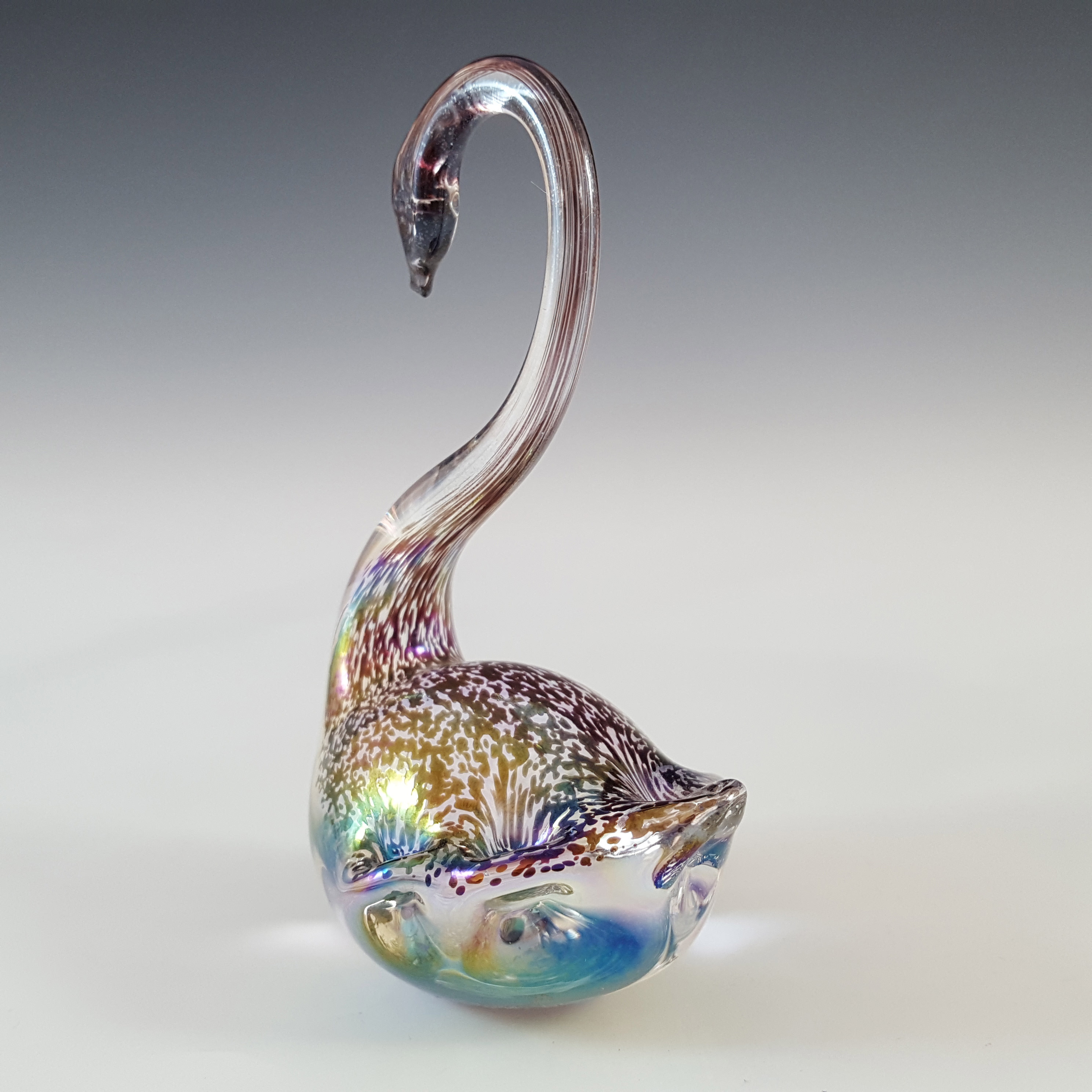Heron Glass Brown Iridescent Swan Sculpture / Figurine - Click Image to Close