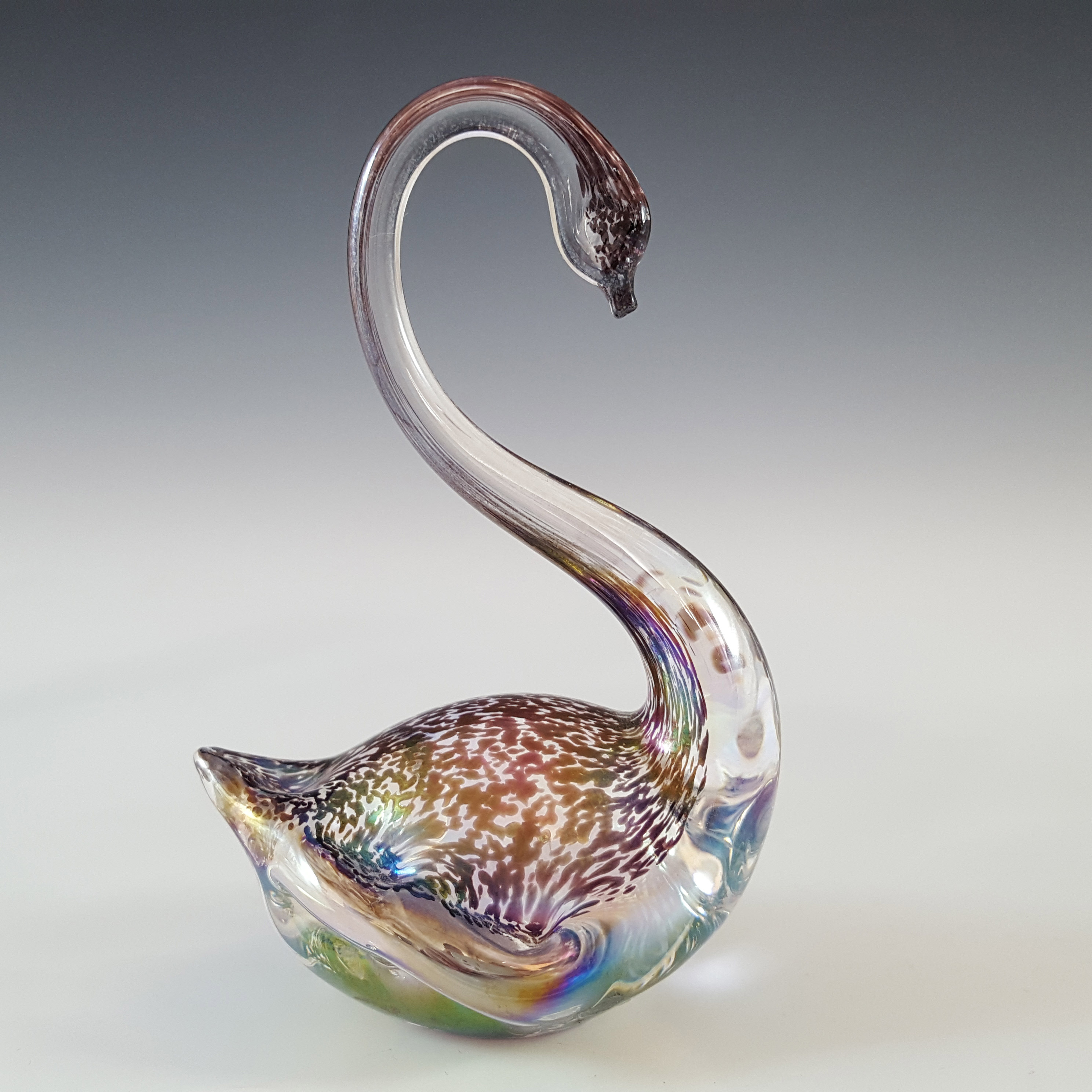 (image for) Heron Glass Brown Iridescent Swan Sculpture / Figurine - Click Image to Close