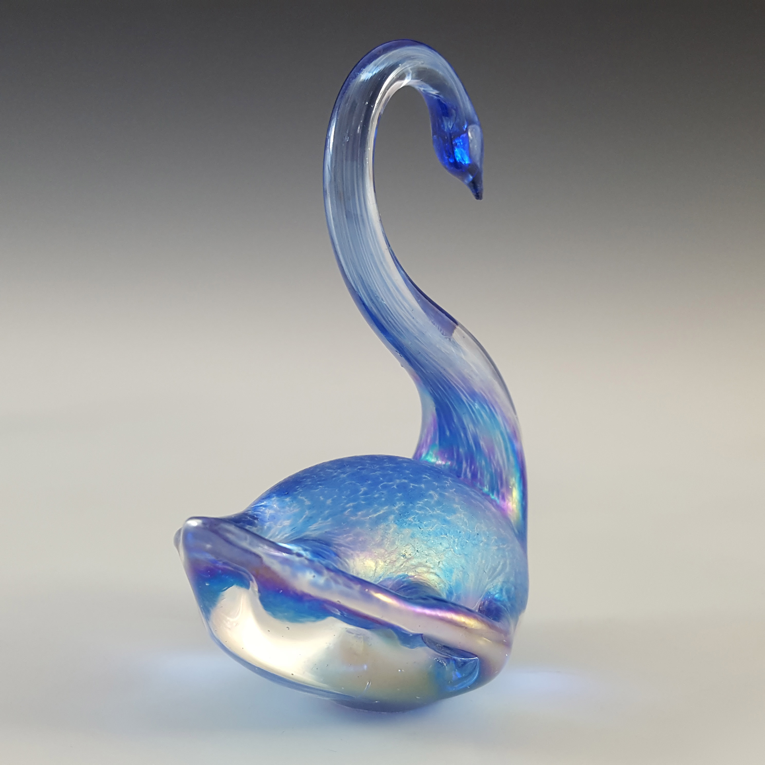(image for) Heron Glass Blue Iridescent Swan Sculpture / Figurine - Click Image to Close