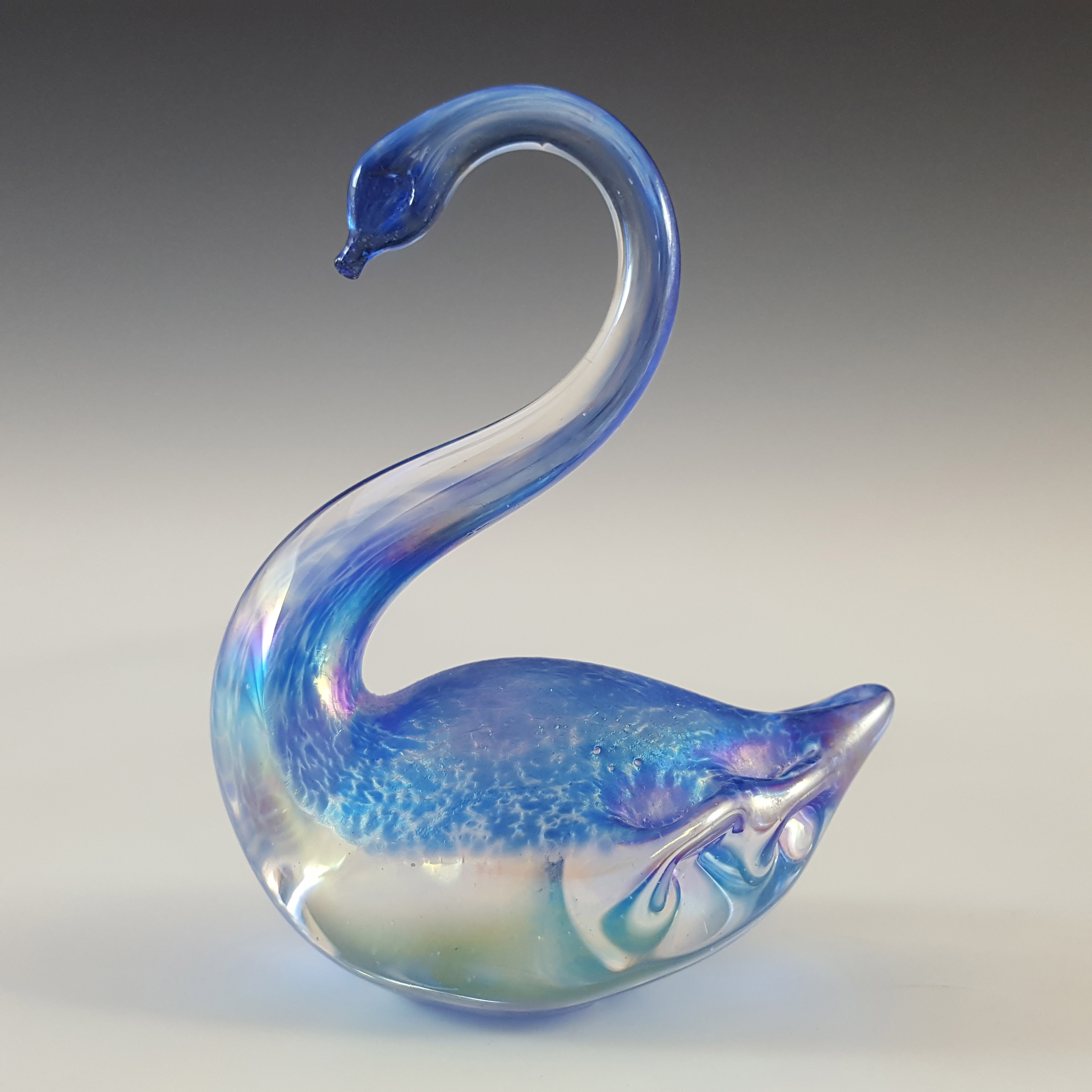 (image for) Heron Glass Blue Iridescent Swan Sculpture / Figurine - Click Image to Close