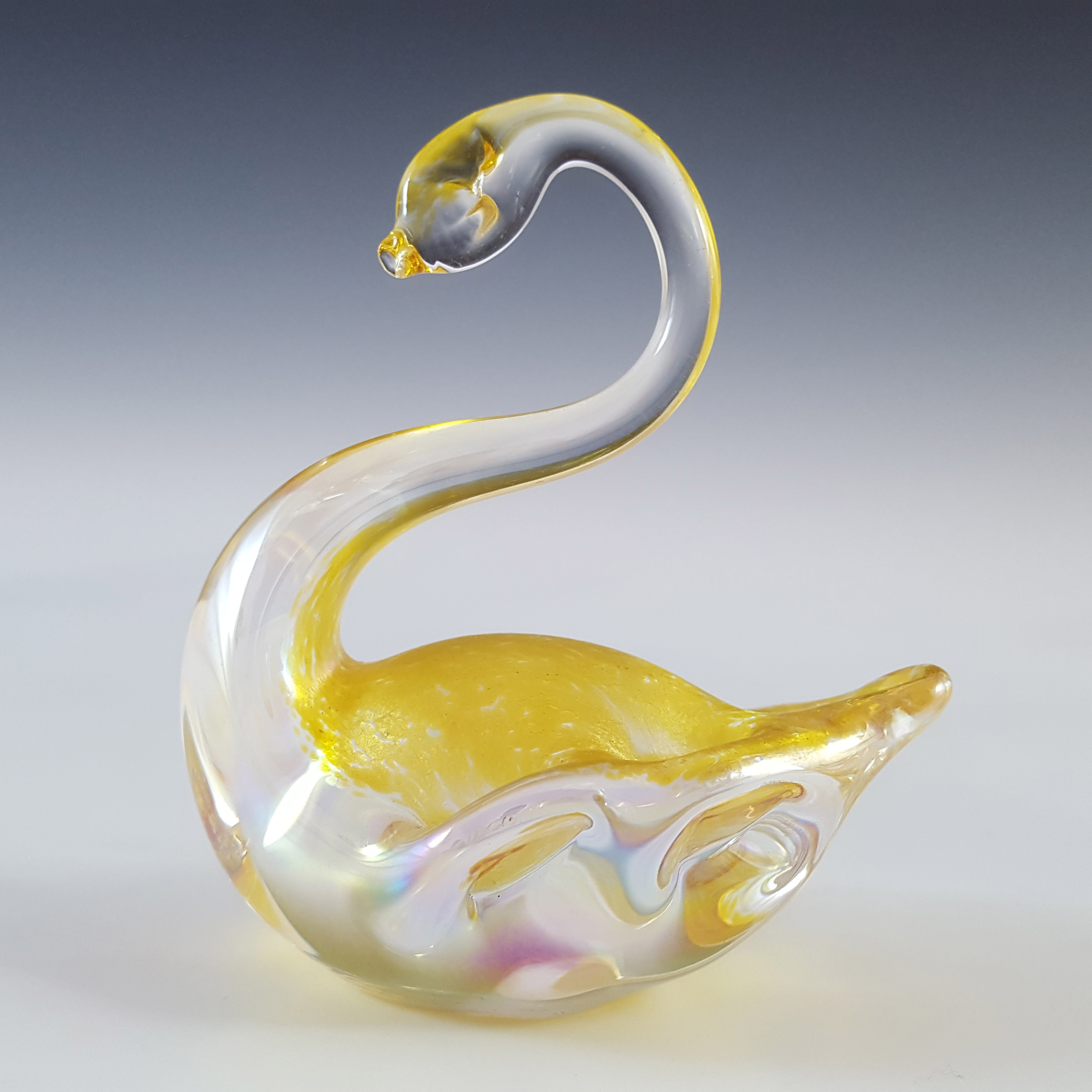 (image for) Heron Glass Yellow Iridescent Swan Sculpture / Figurine - Click Image to Close