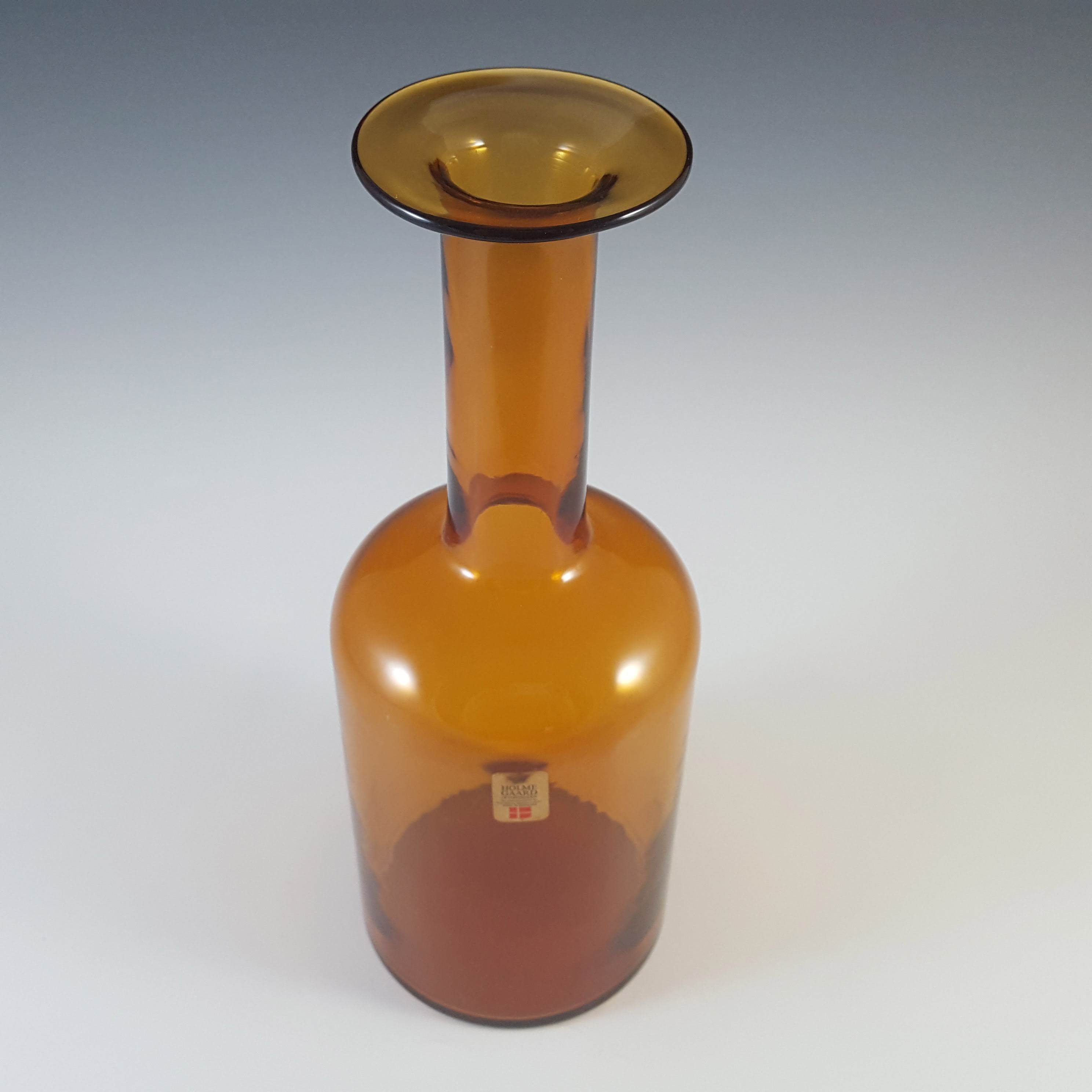 (image for) Holmegaard Otto Brauer Amber Glass 10" Gulvvase - Labelled - Click Image to Close