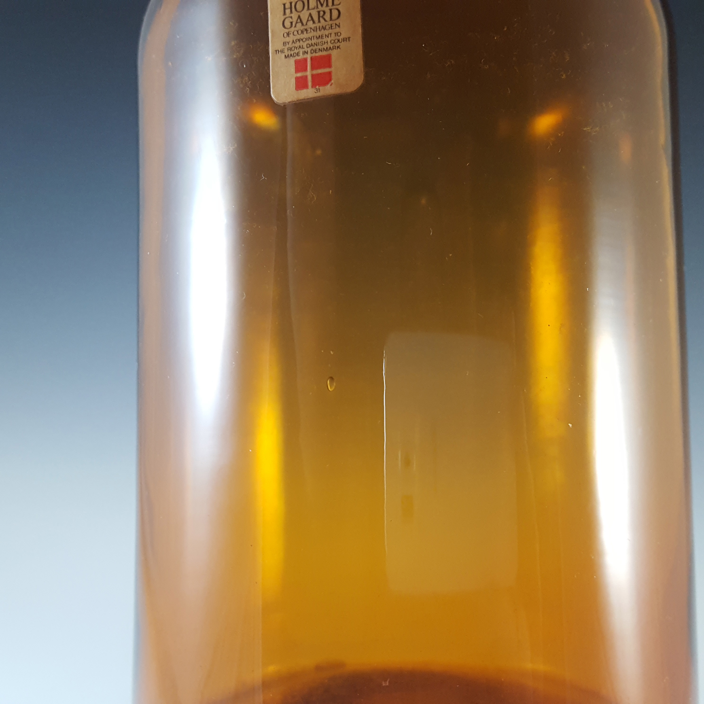 (image for) Holmegaard Otto Brauer Amber Glass 10" Gulvvase - Labelled - Click Image to Close