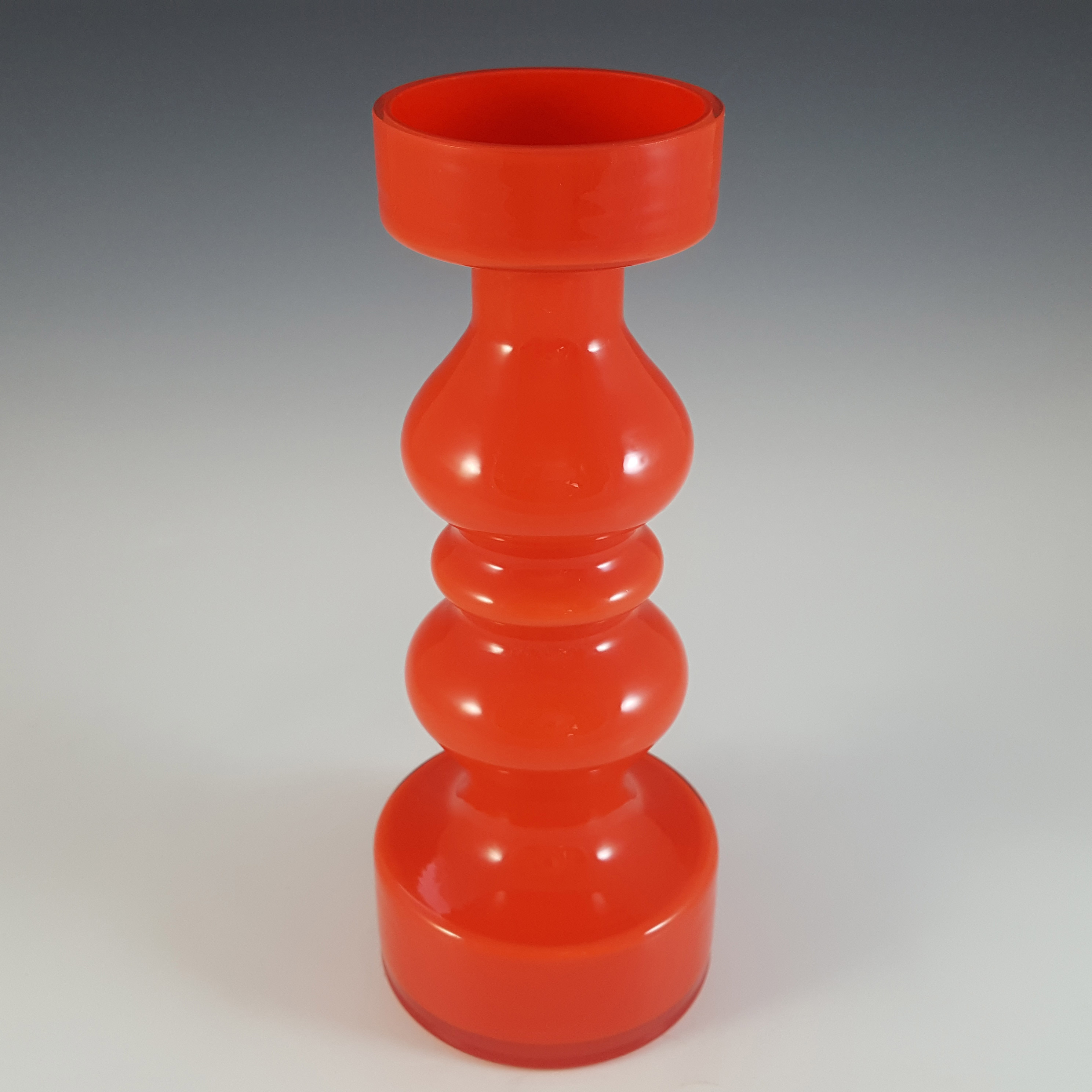 (image for) Hirschberg German Red Hooped Vintage Cased Glass Vase - Click Image to Close