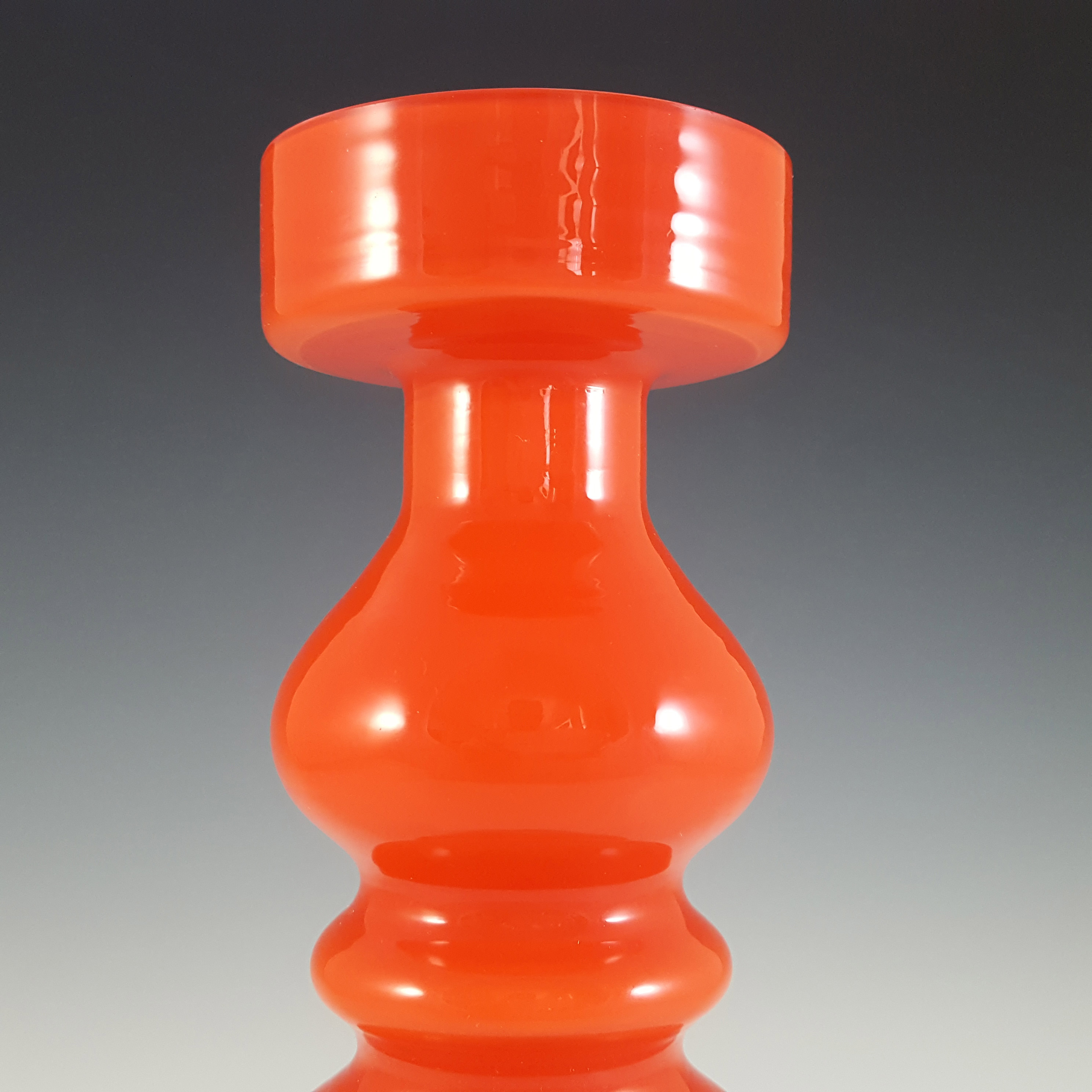 Hirschberg German Red Hooped Vintage Cased Glass Vase - Click Image to Close