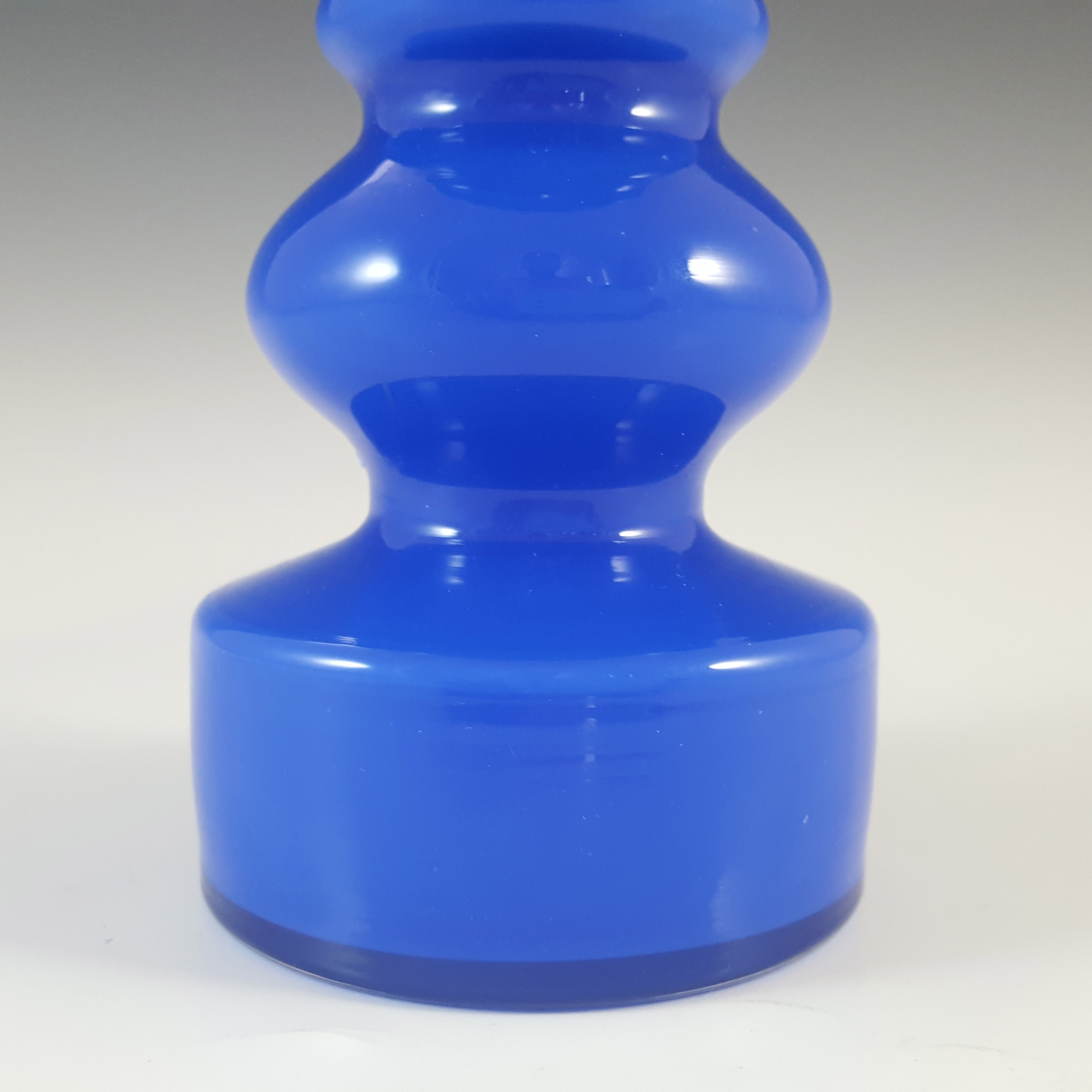 Hirschberg German Blue Hooped Vintage Cased Glass Vase - Click Image to Close