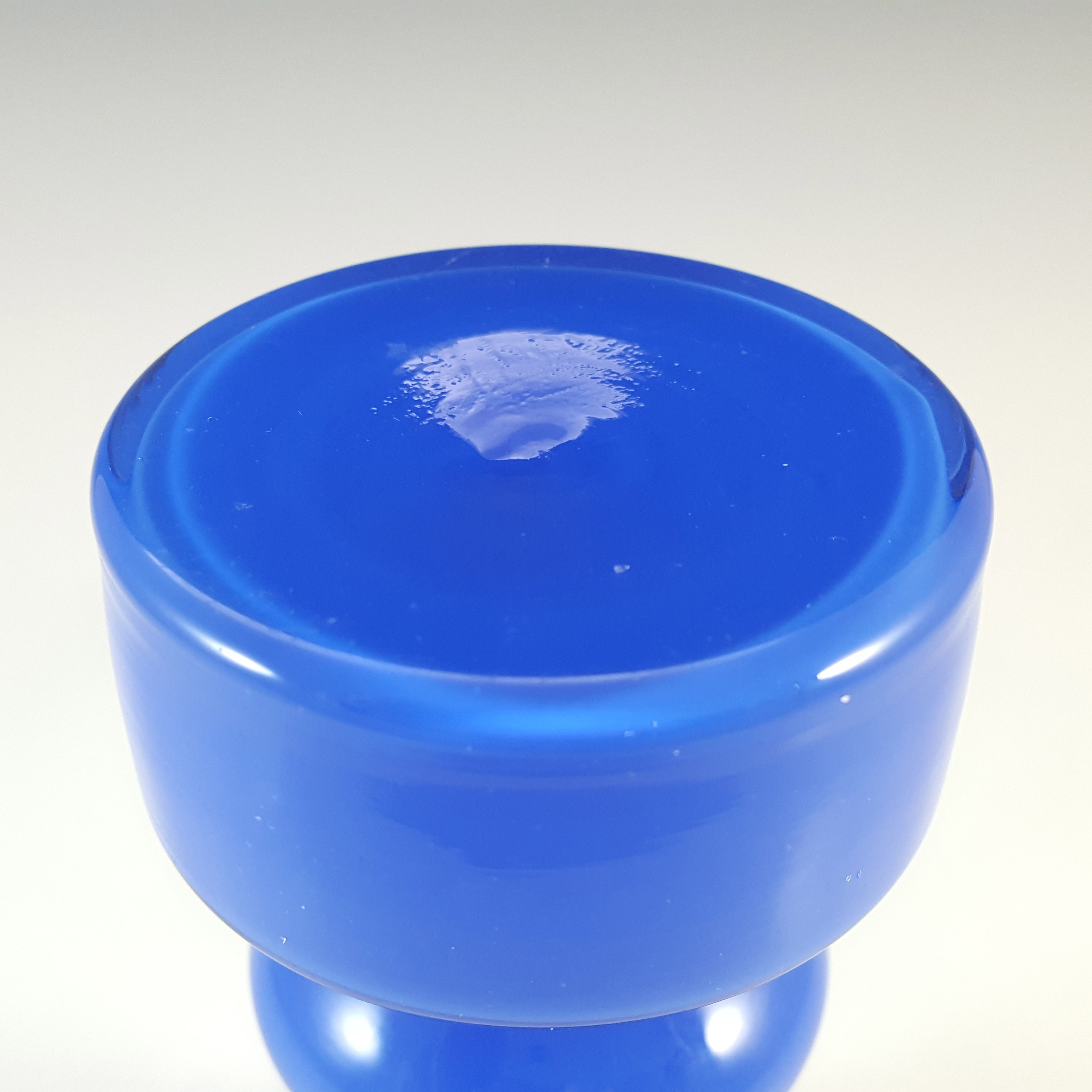 Hirschberg German Blue Hooped Vintage Cased Glass Vase - Click Image to Close