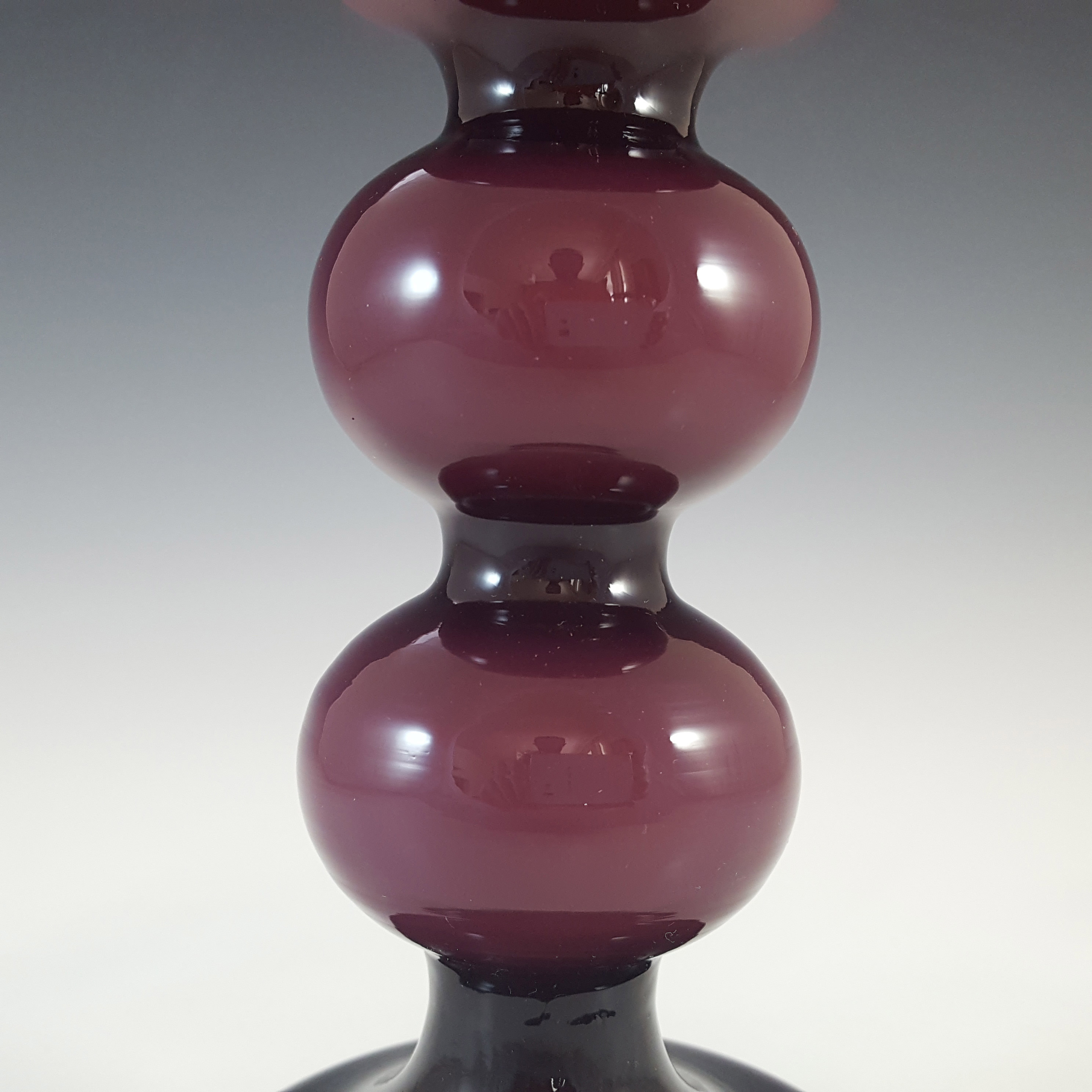 (image for) Empoli 1970's Italian Purple Retro Cased Glass Hooped Vase - Click Image to Close