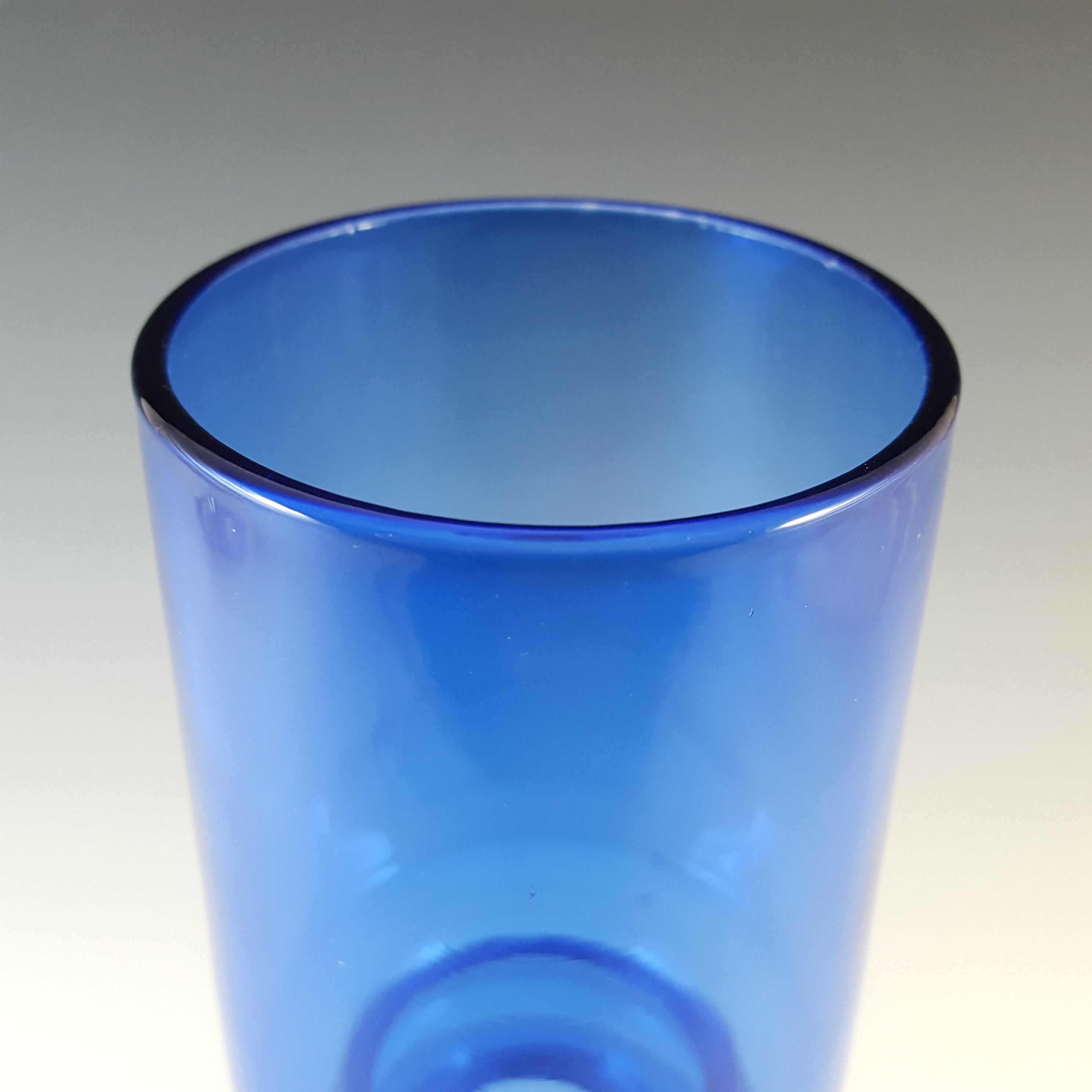 (image for) Scandinavian Style Blue Cased Hooped Glass Romanian or Japanese Vase - Click Image to Close