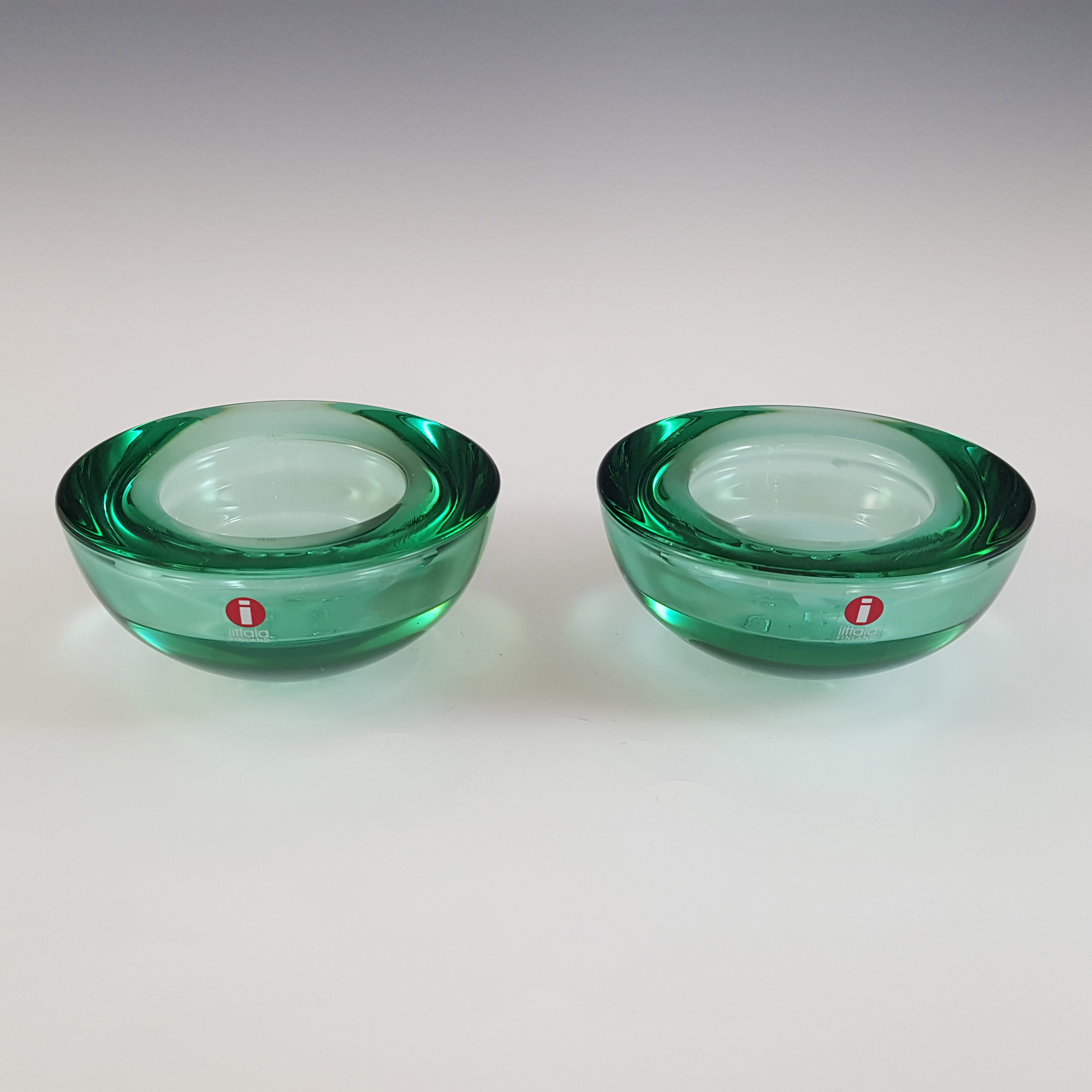 (image for) Iittala Pair of Green Glass Candle Votives by Annaleena Hakatie - Click Image to Close