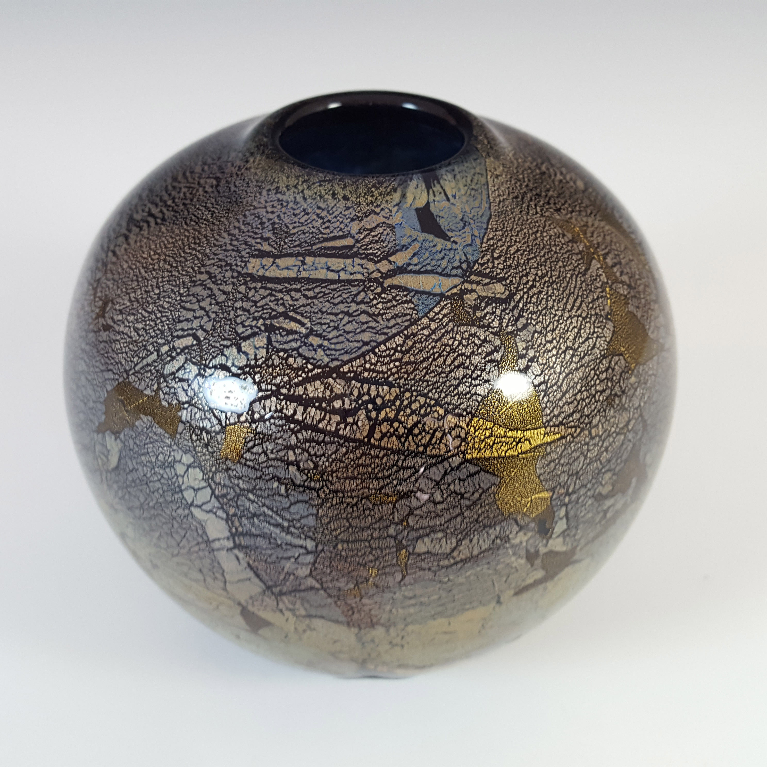 (image for) Isle of Wight Studio 'Azurene Black' Glass Vase - Labelled - Click Image to Close
