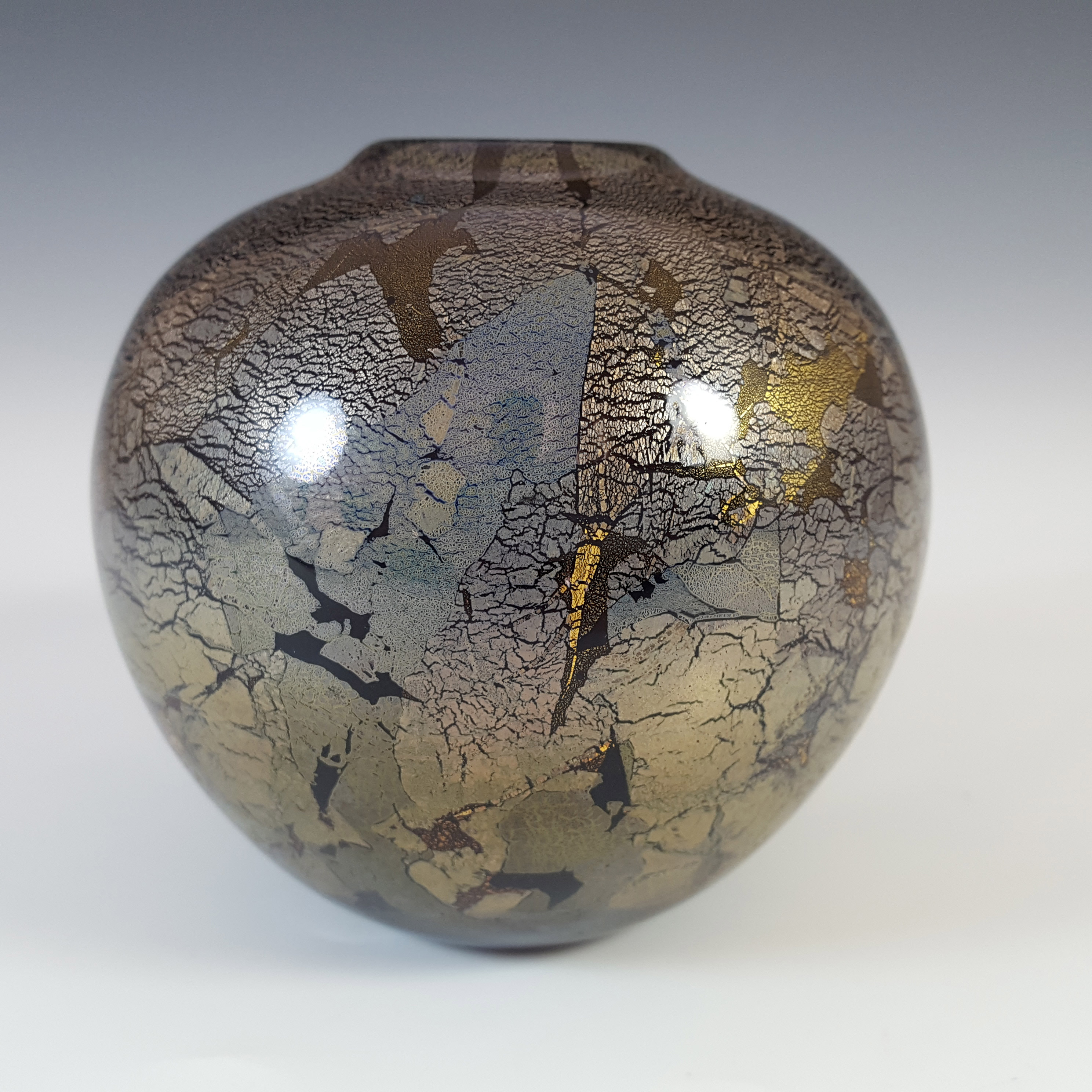 (image for) Isle of Wight Studio 'Azurene Black' Glass Vase - Labelled - Click Image to Close
