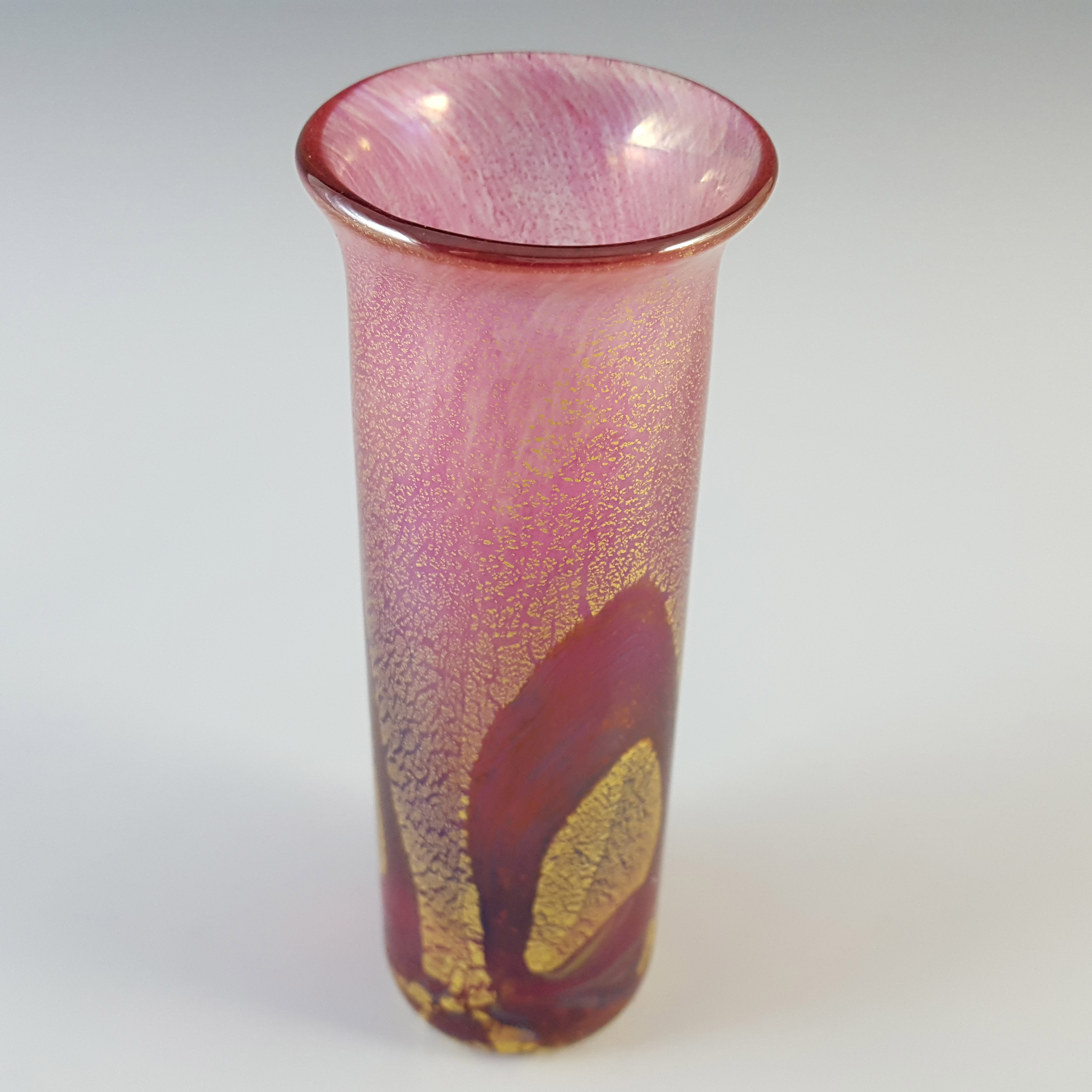 (image for) Isle of Wight Studio / Harris Golden Peacock Pink Glass Vase - Click Image to Close