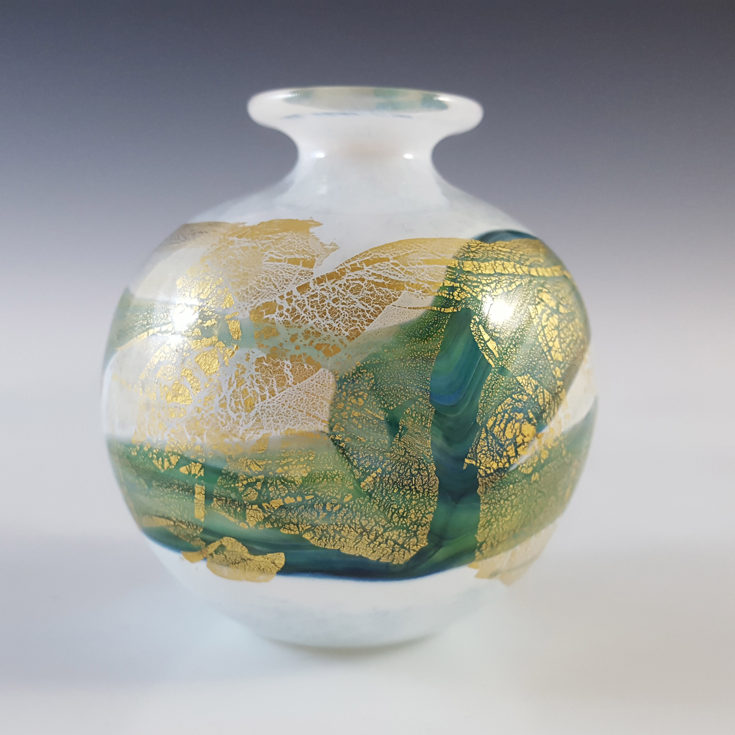 (image for) Isle of Wight Studio / Michael Harris Golden Peacock Glass Vase - Click Image to Close