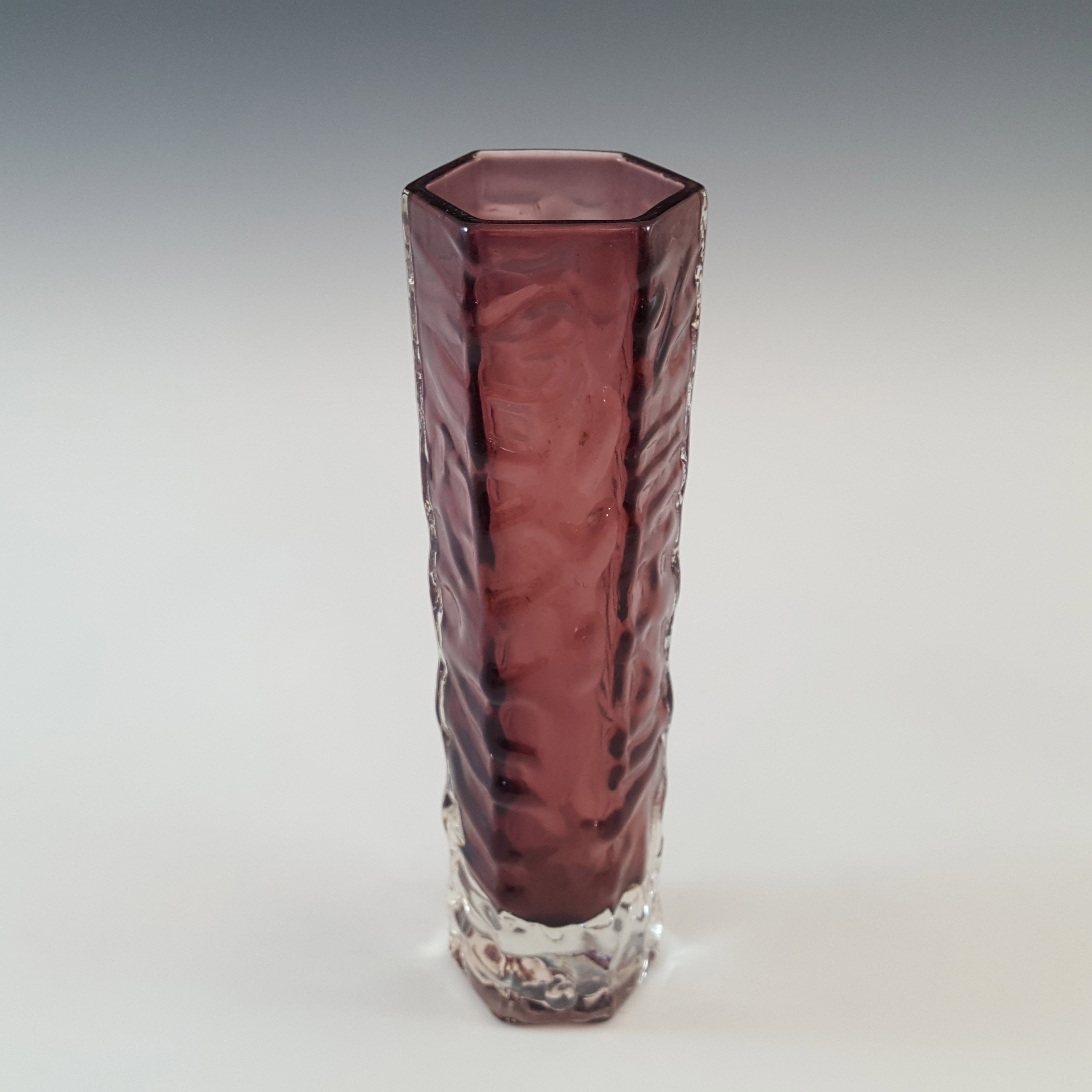 (image for) Tajima Japanese "Best Art Glass" Textured Purple Glass Vase - Click Image to Close