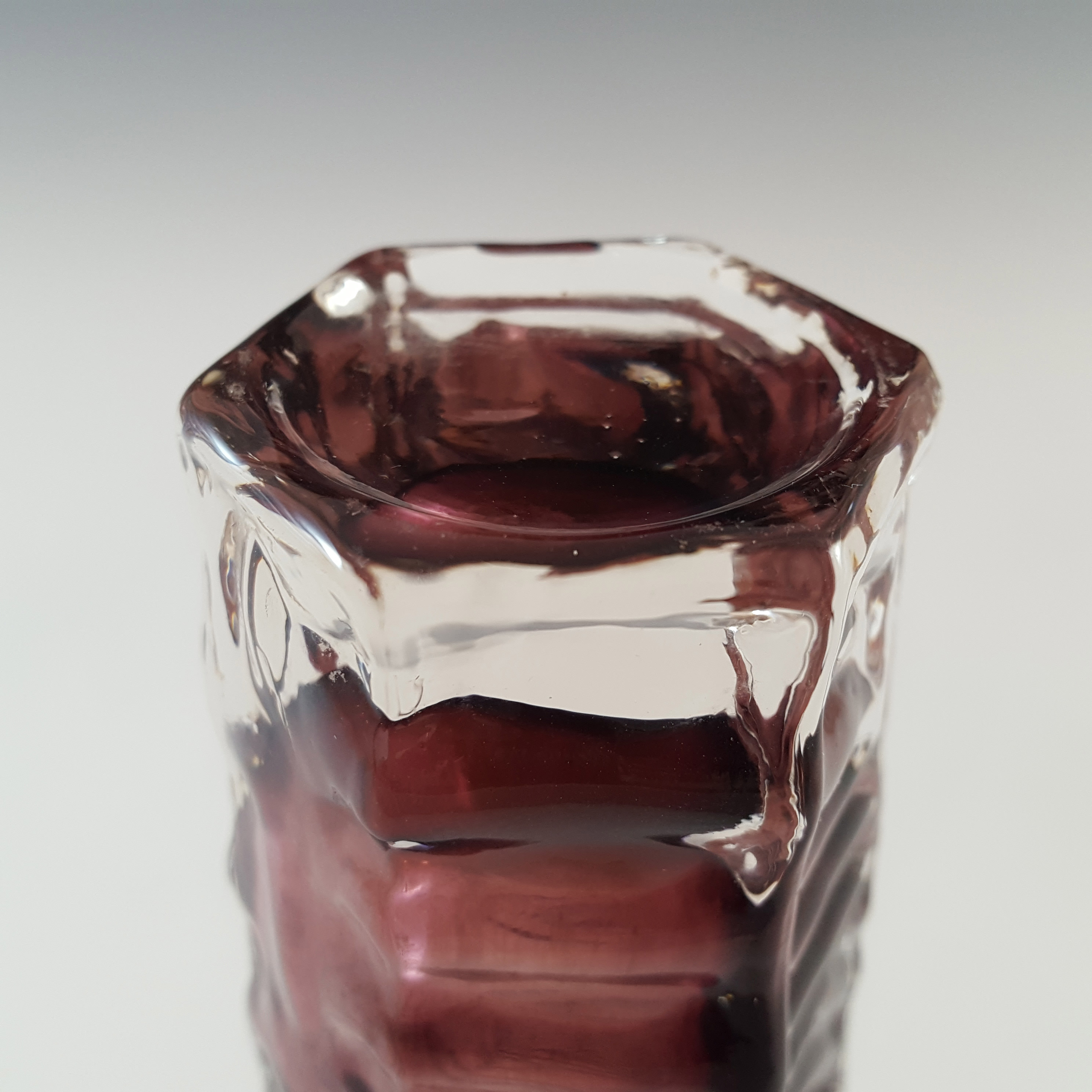 (image for) Tajima Japanese "Best Art Glass" Textured Purple Glass Vase - Click Image to Close