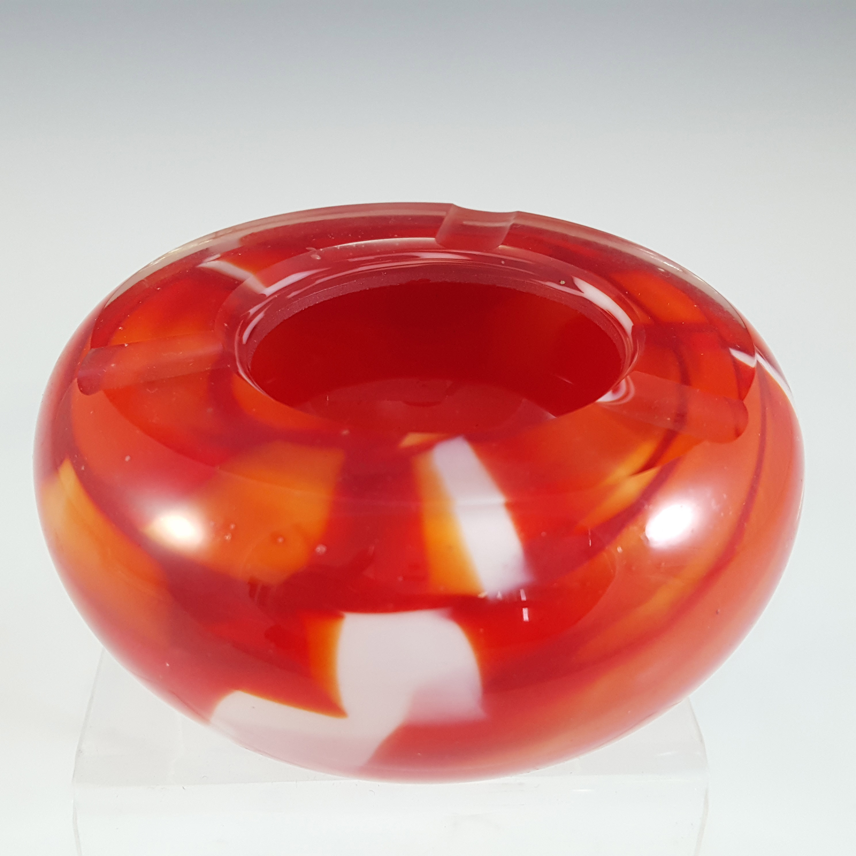 (image for) Vintage Red & White Speckled Glass Bowl / Ashtray - Click Image to Close
