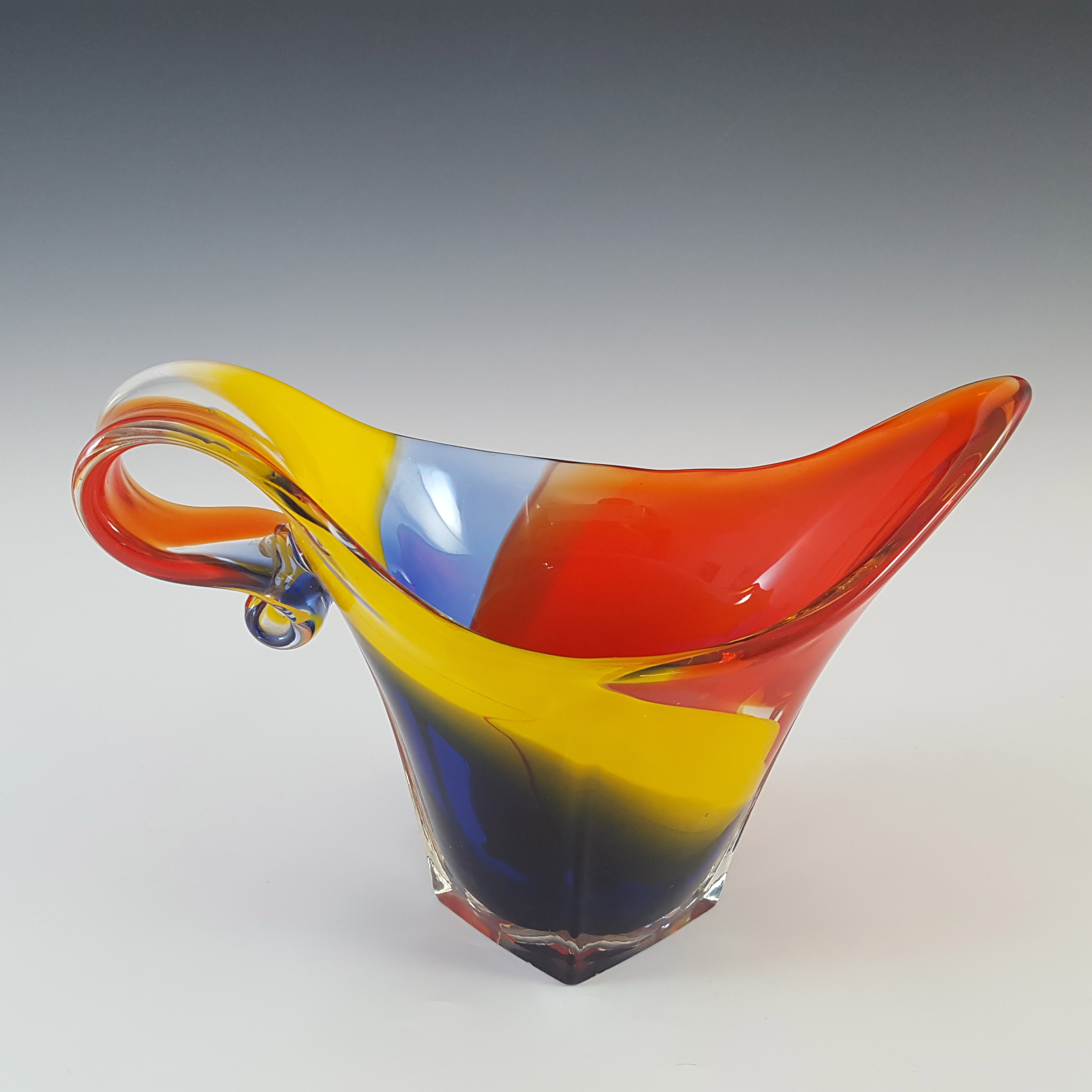 Iwatsu Japanese Multicoloured Cased Glass Retro Jug / Vase - Click Image to Close