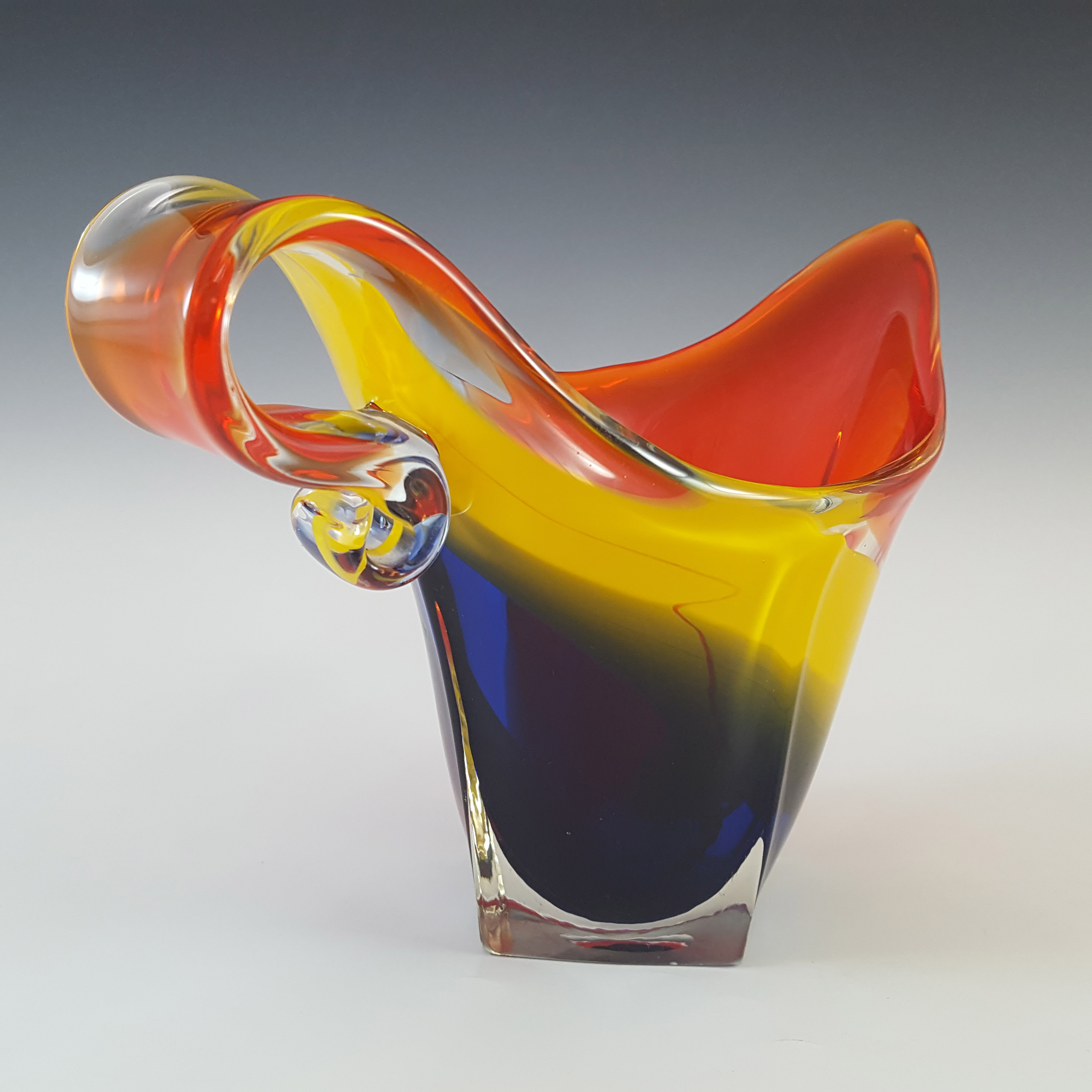 Iwatsu Japanese Multicoloured Cased Glass Retro Jug / Vase - Click Image to Close