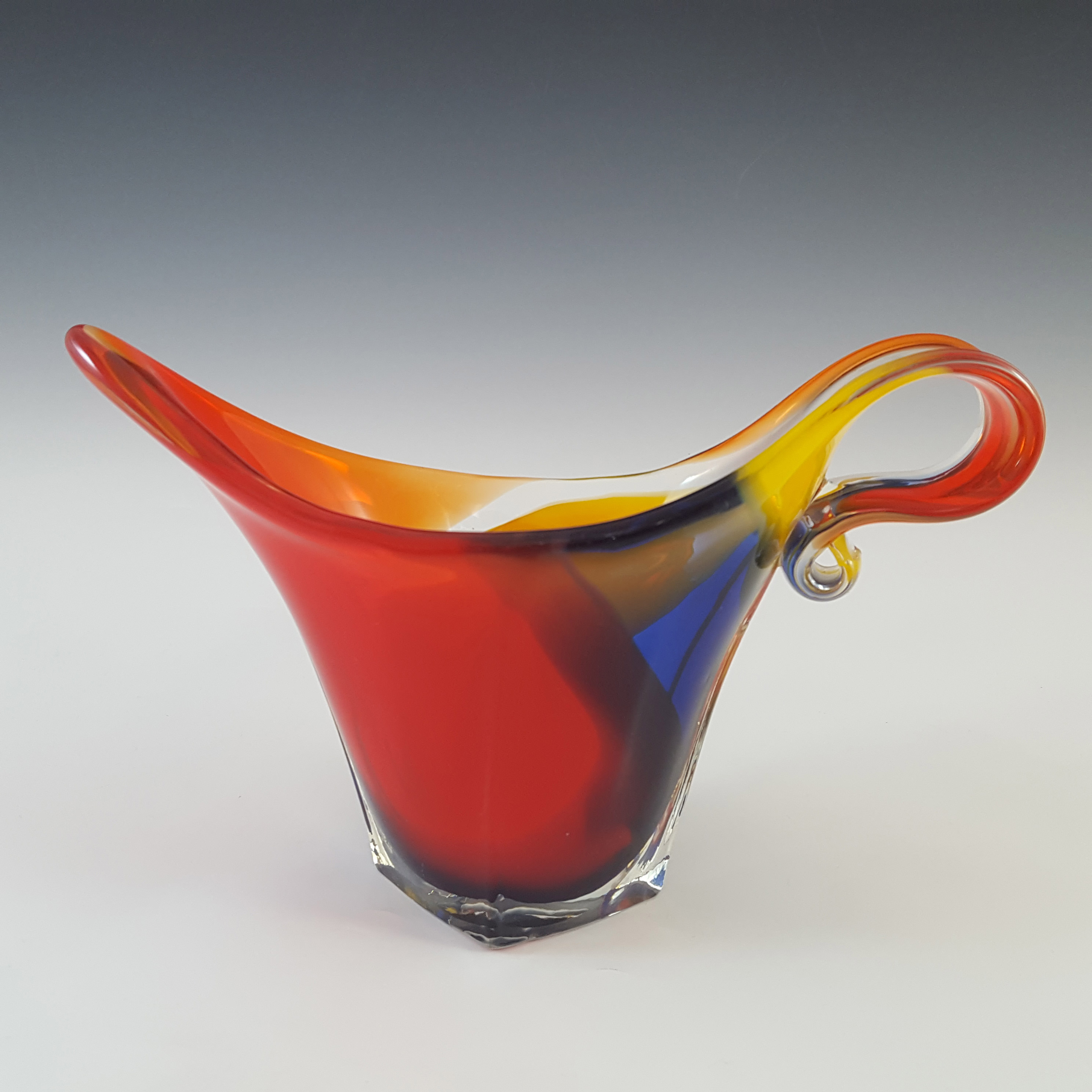 (image for) Iwatsu Japanese Multicoloured Cased Glass Retro Jug / Vase - Click Image to Close