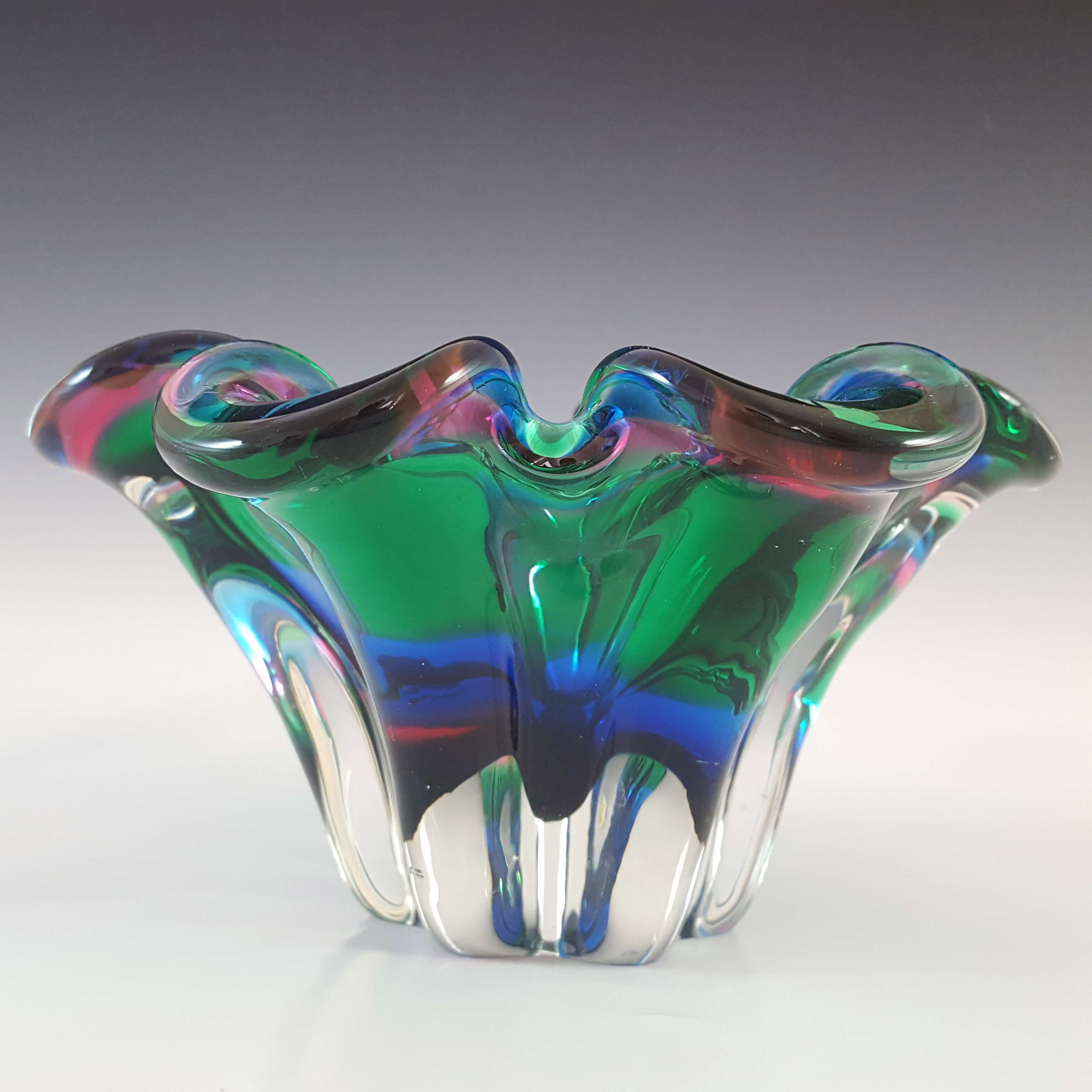 Iwatsu Japanese Multicoloured Cased Glass Retro Bowl - Click Image to Close