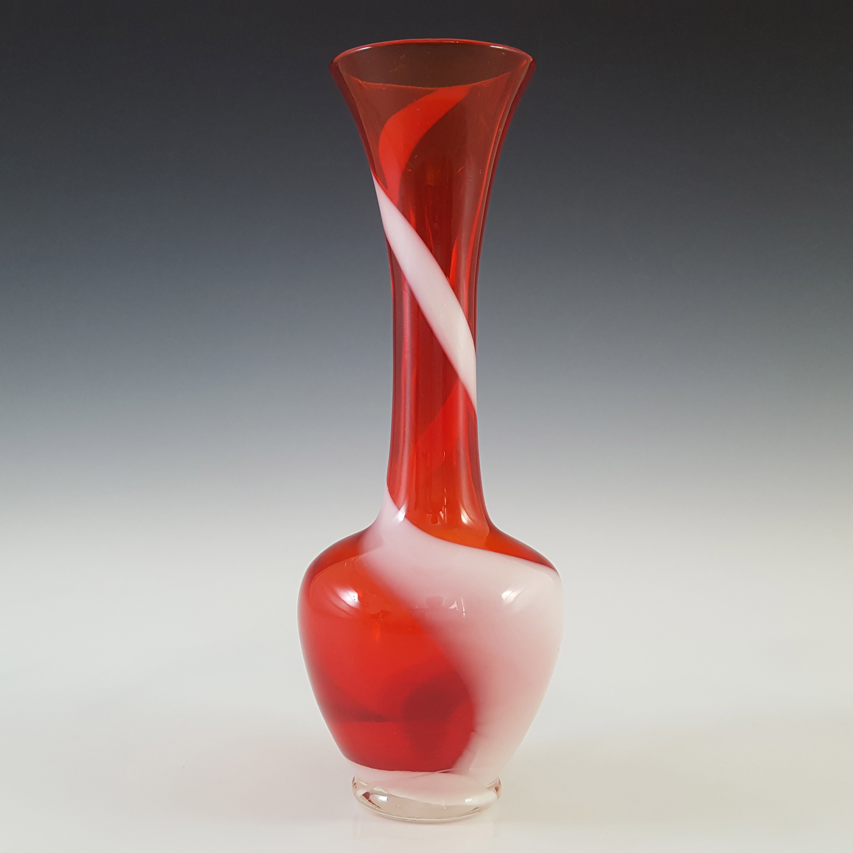 Vintage Enesco Red Bud Vase with Swirl Base