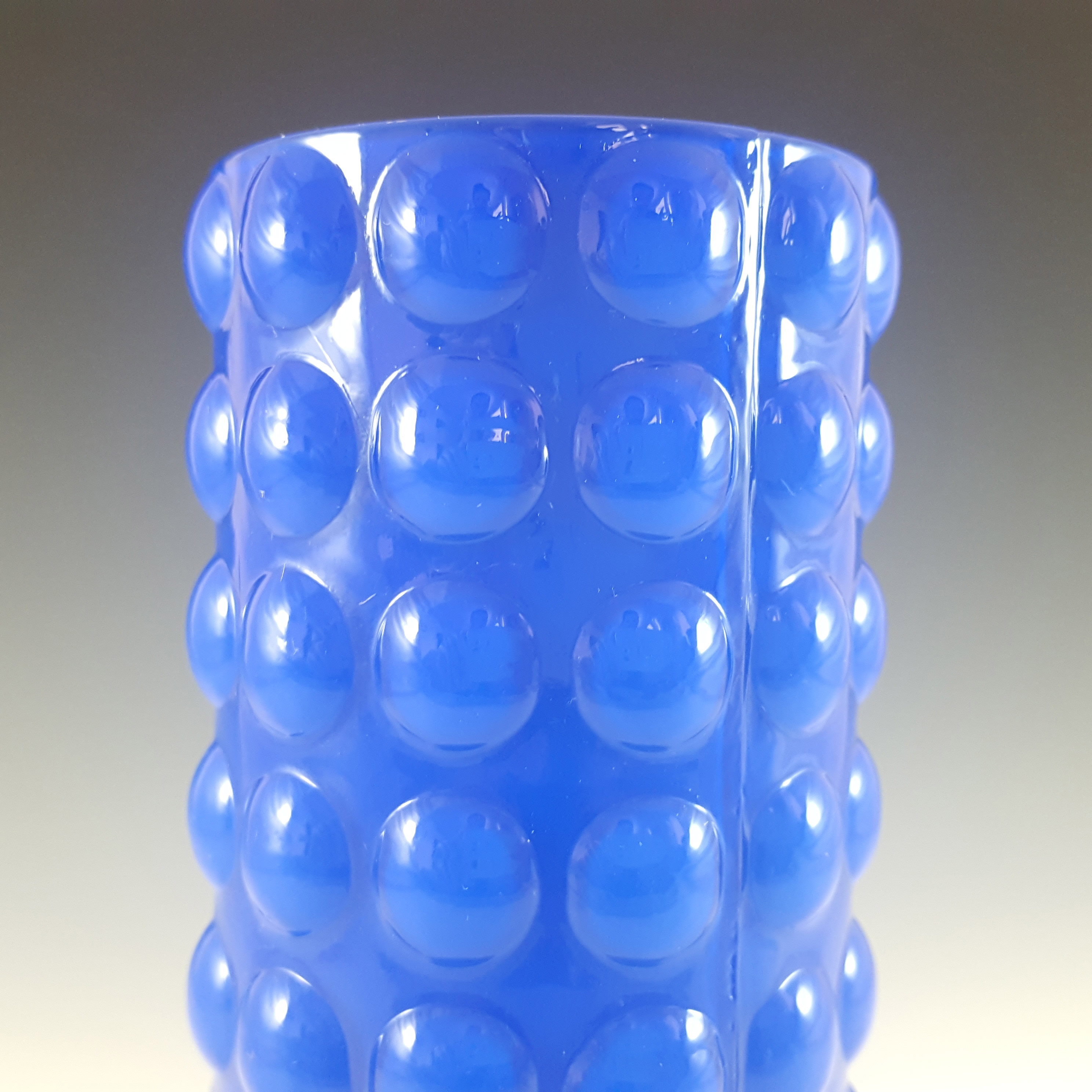 (image for) Tajima? Japanese 1970's Retro Blue Cased Glass Knobbly Vase - Click Image to Close
