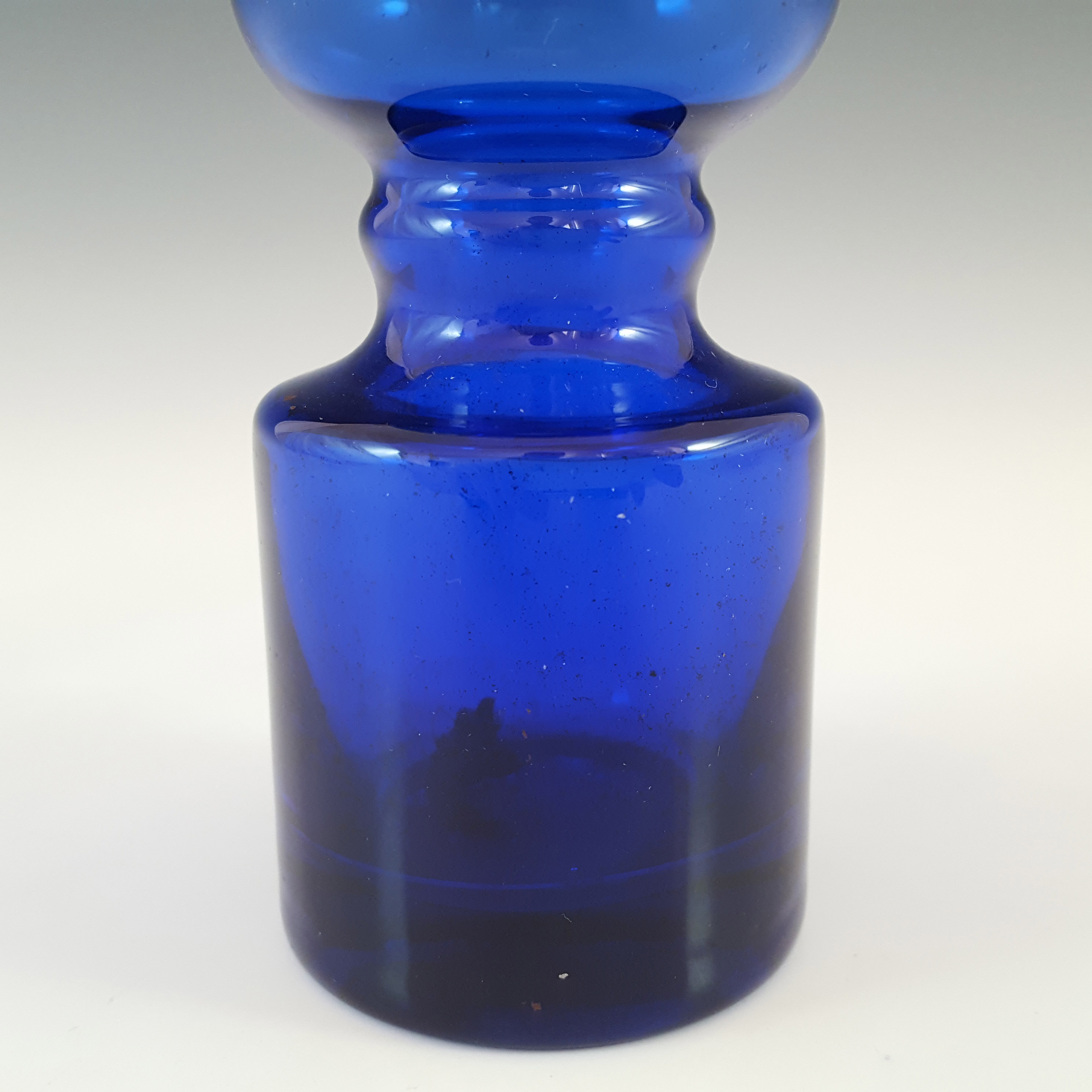 Japanese 1970's Blue Retro Hooped Glass Vase - Click Image to Close
