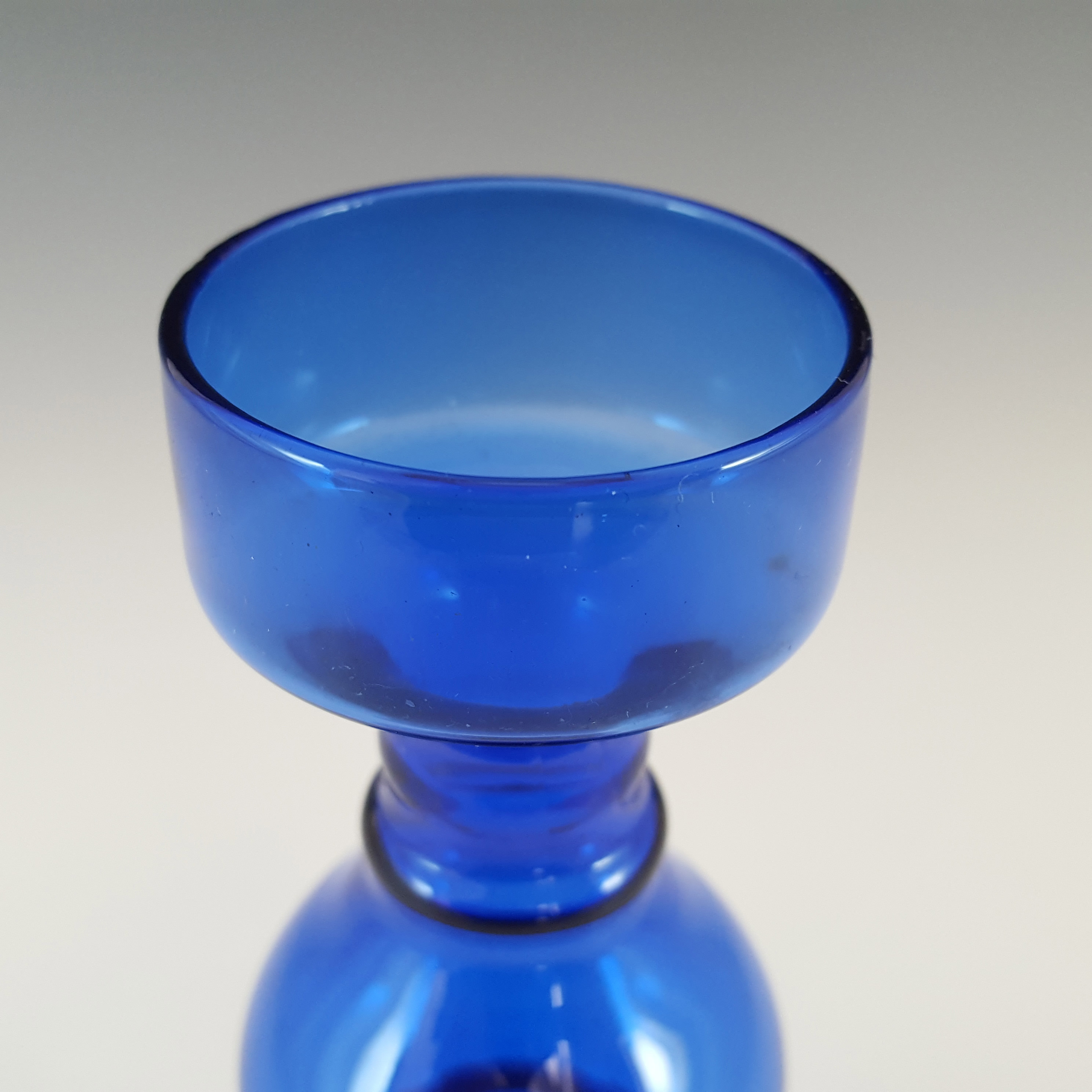 (image for) Japanese 1970's Blue Retro Hooped Glass Vase - Click Image to Close