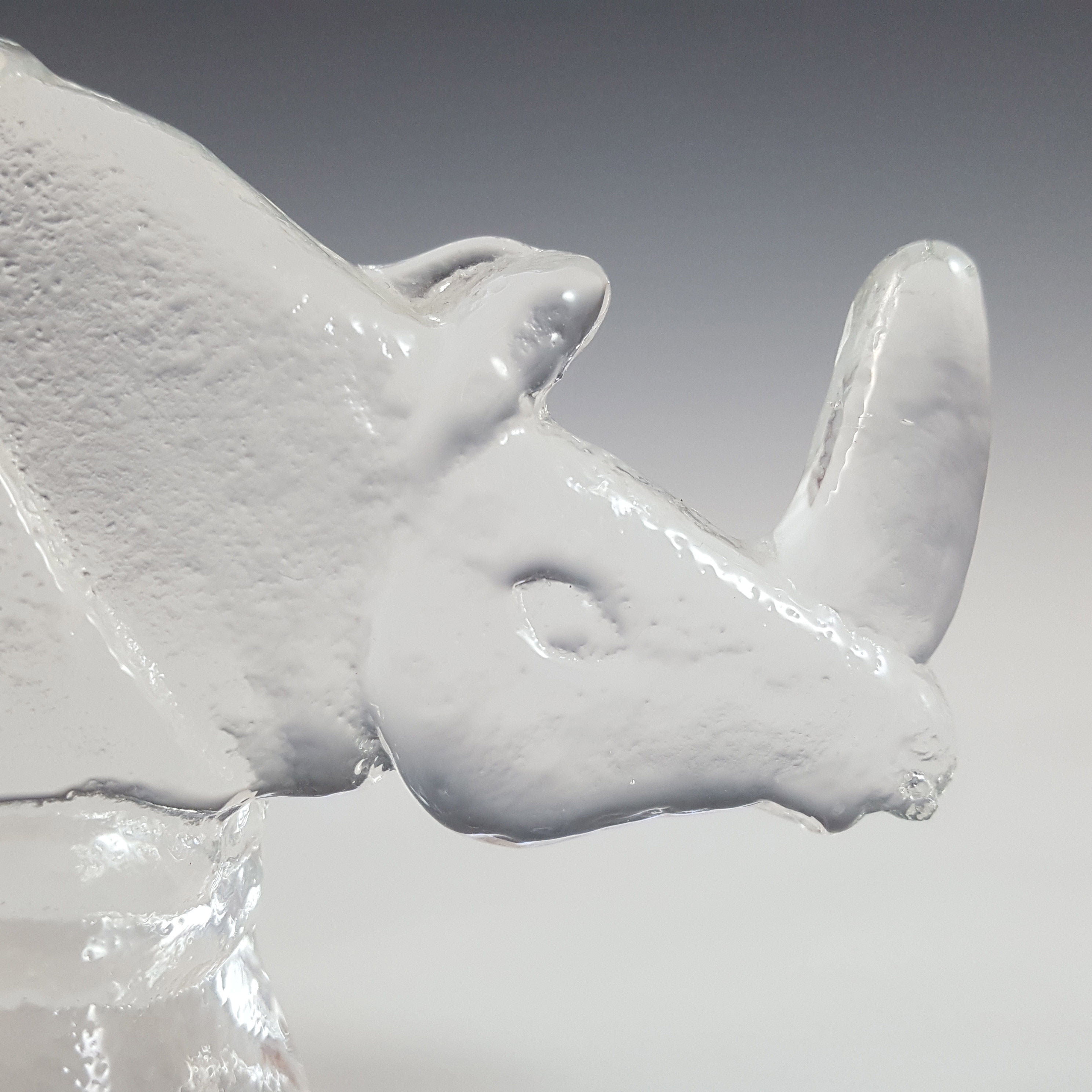 Kosta Boda Glass Rhino Sculpture - Zoo Series by Bertil Vallien - Click Image to Close