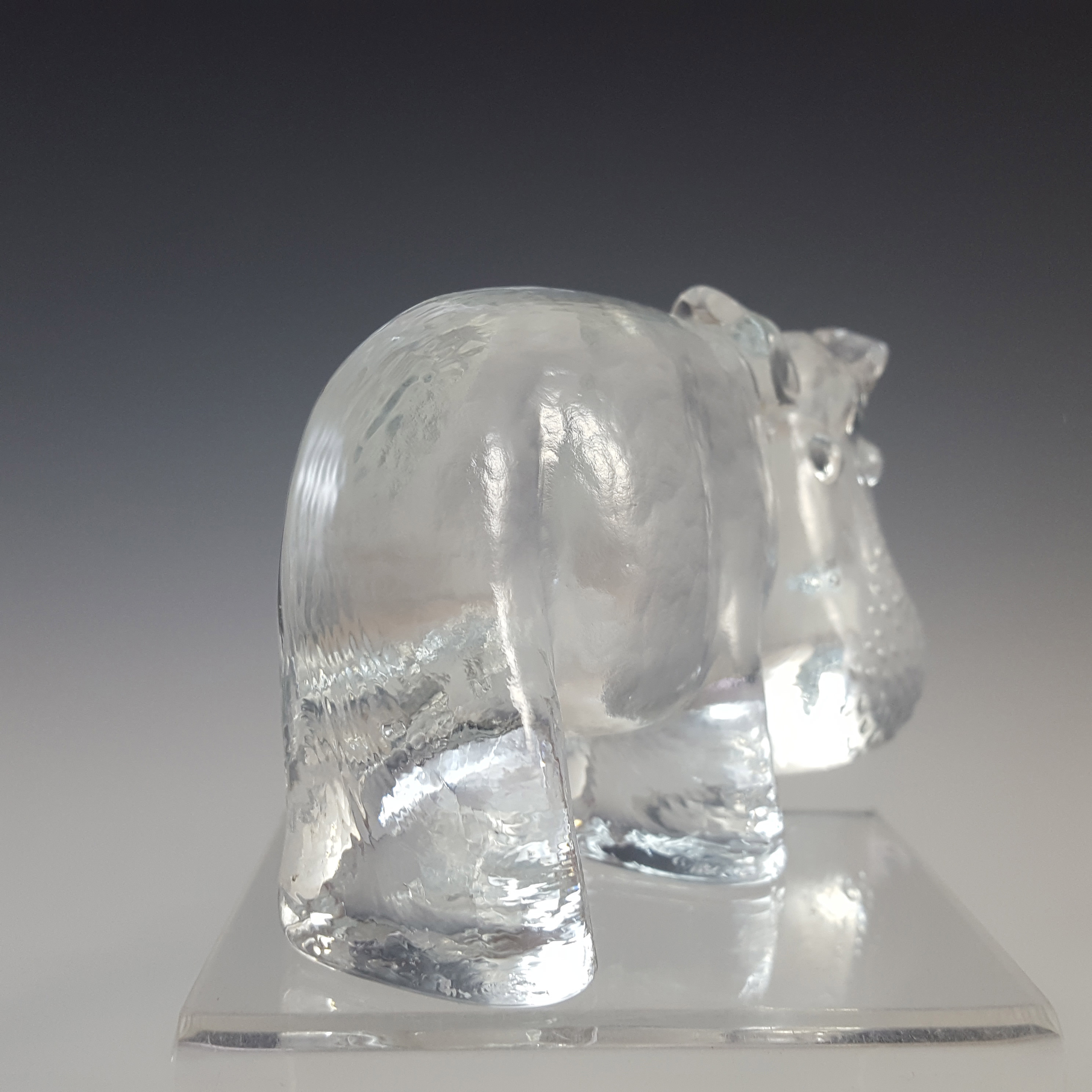 Kosta Boda Glass Hippo Sculpture - Zoo Series by Bertil Vallien - Click Image to Close