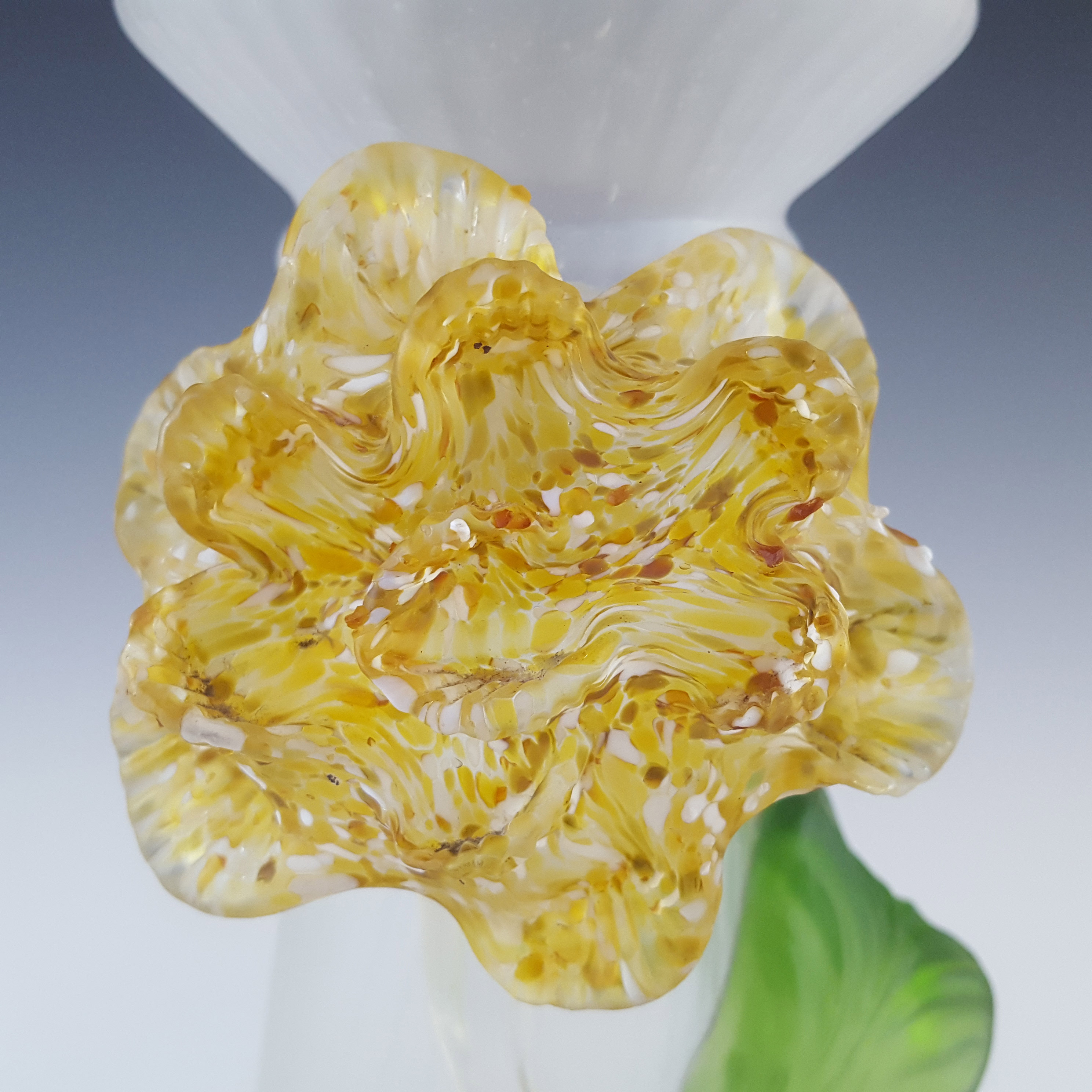 (image for) Kralik Art Nouveau Yellow & Green Frosted Glass Flower Vase - Click Image to Close
