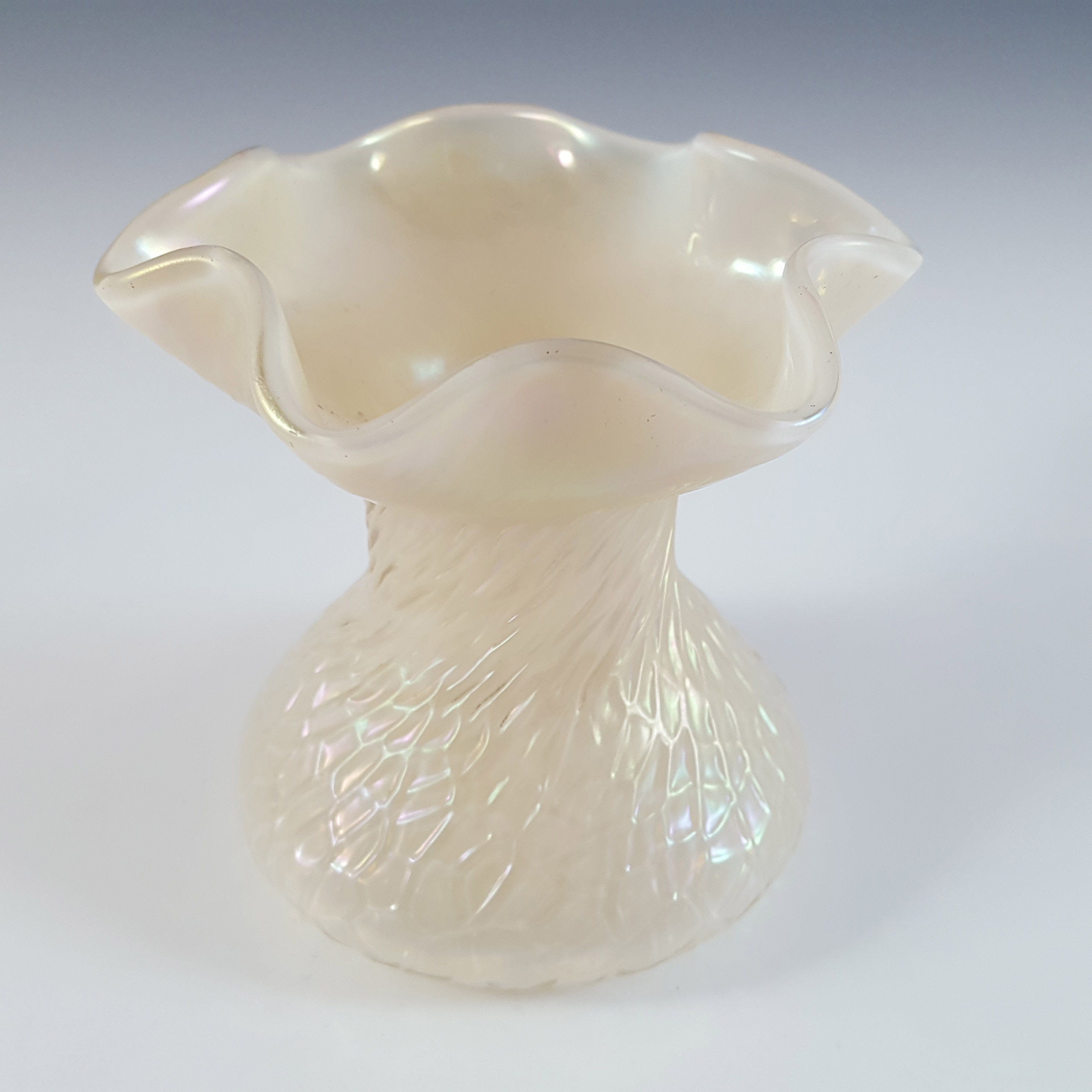 (image for) Kralik Art Nouveau Iridescent Mother-of-Pearl Glass Martelé Vase - Click Image to Close