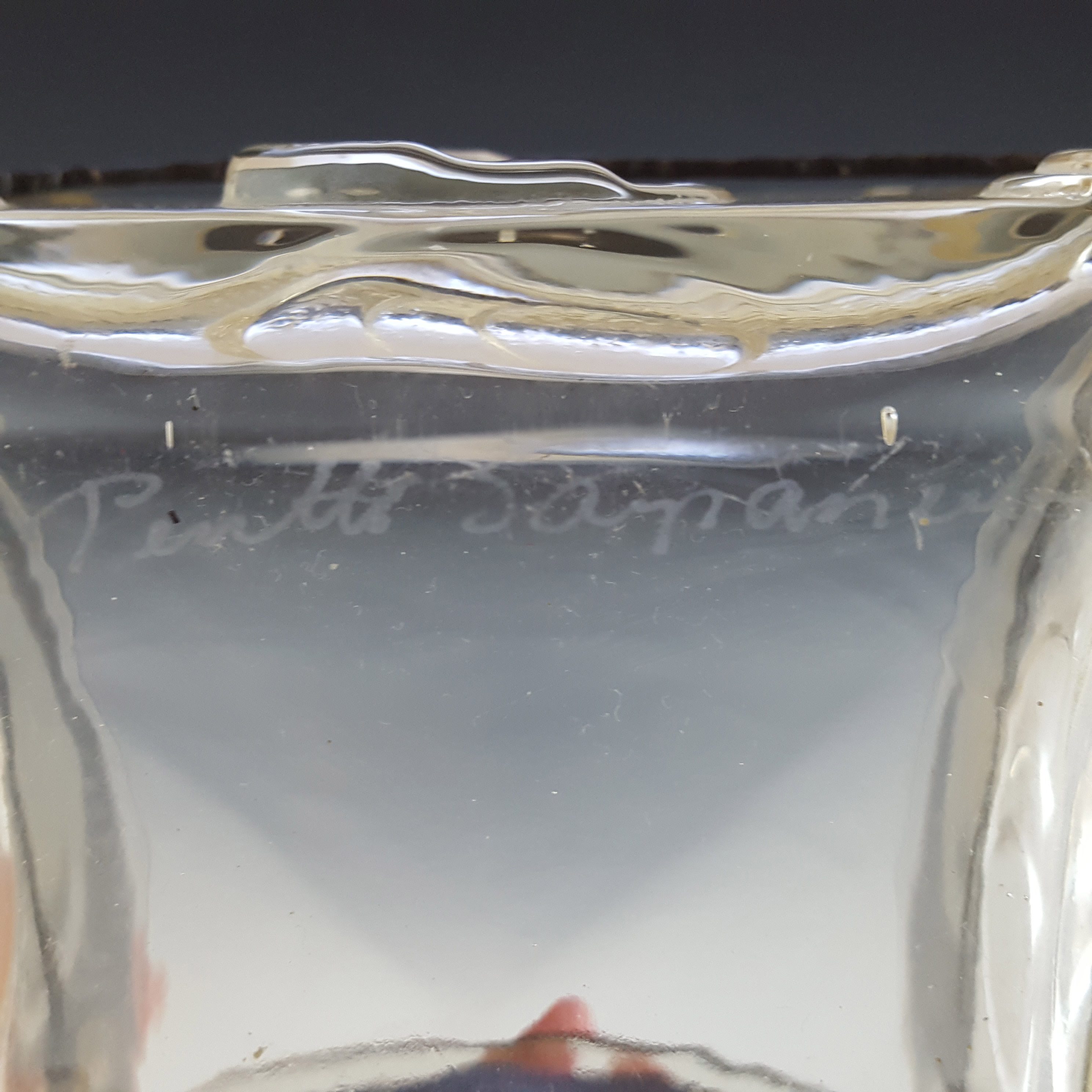 SIGNED Kumela Finnish Glass & Metal Vase by Pentti Sarpaneva - Click Image to Close